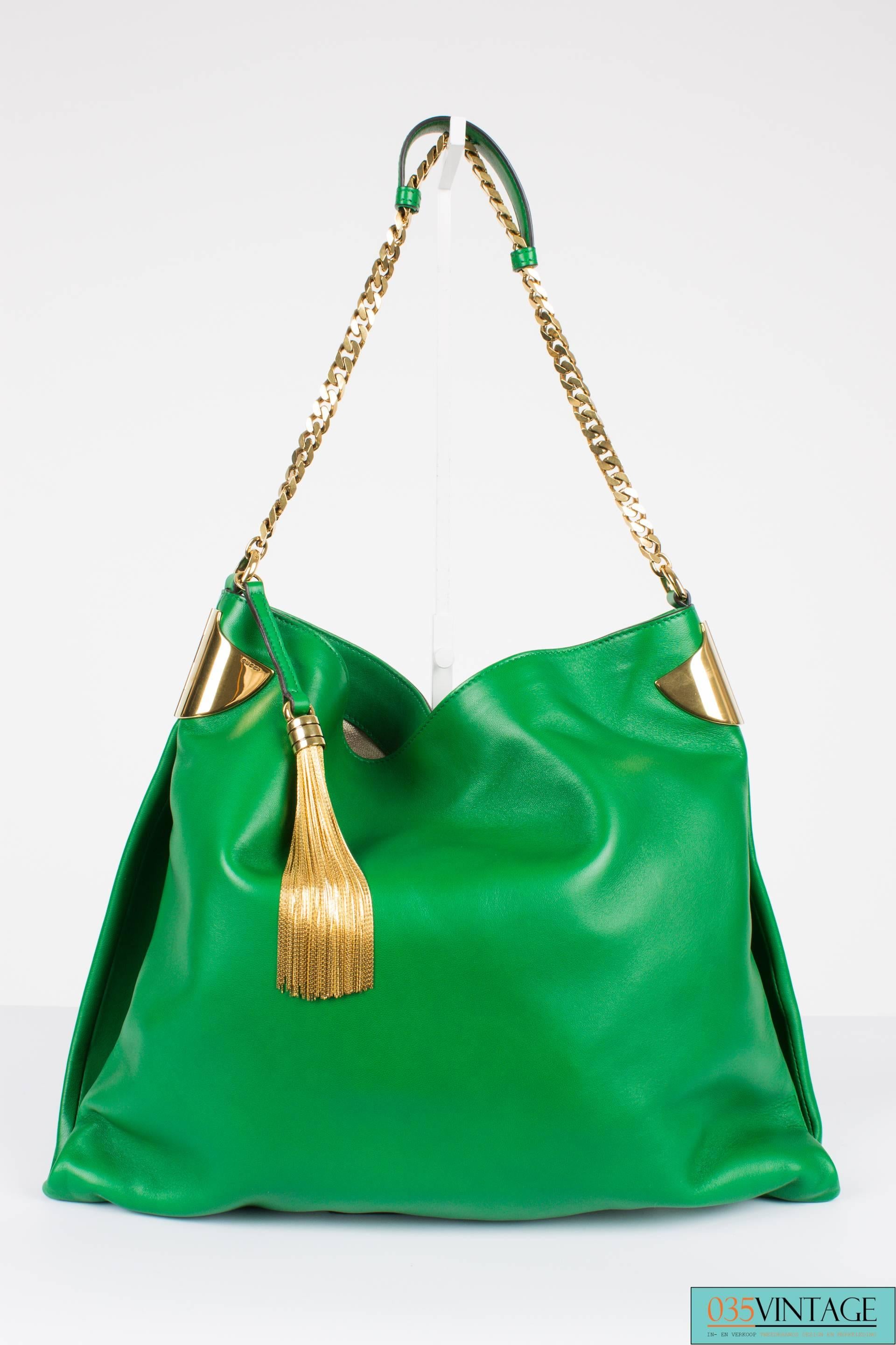 Gucci 1970 Medium Shoulder Bag - green leather/gold 3