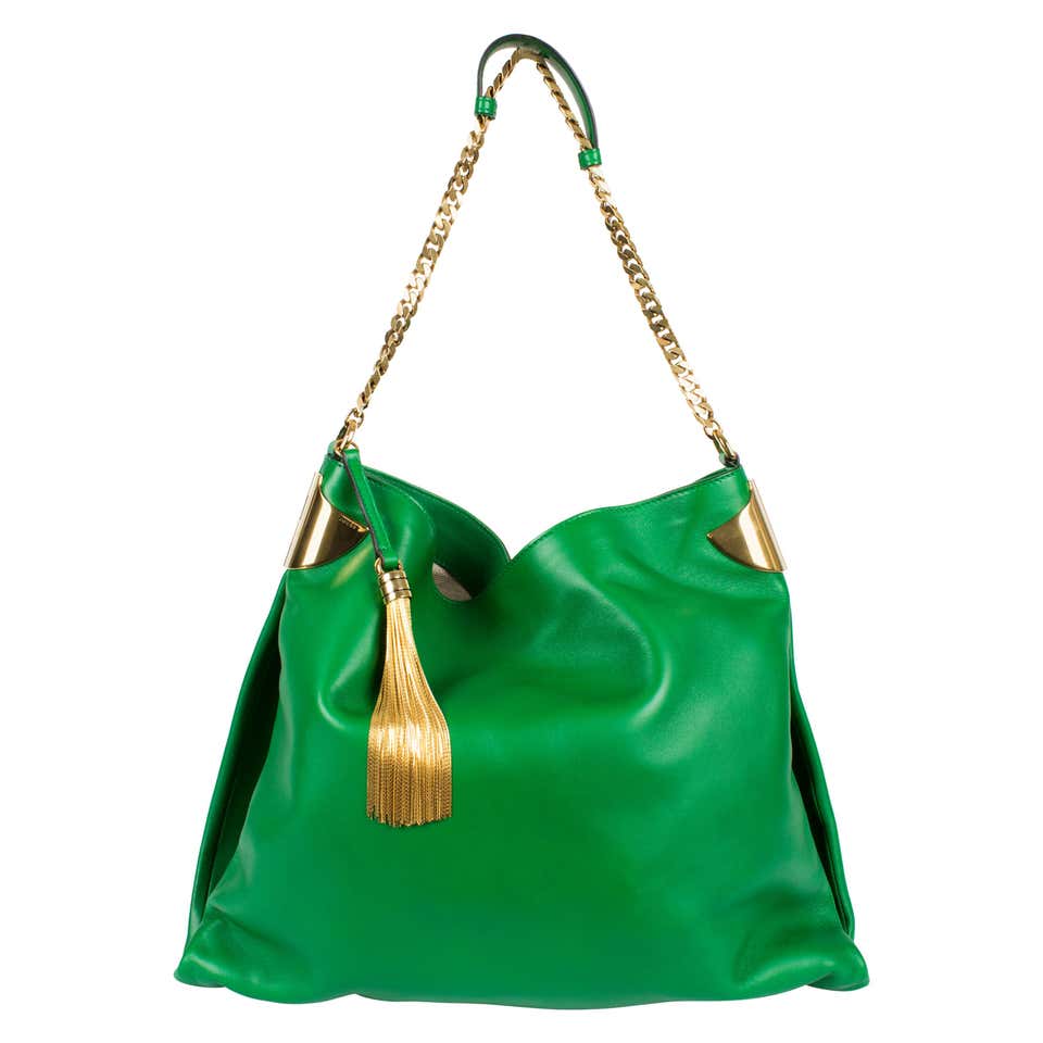 Gucci 1970 Medium Shoulder Bag - green leather/gold at 1stDibs