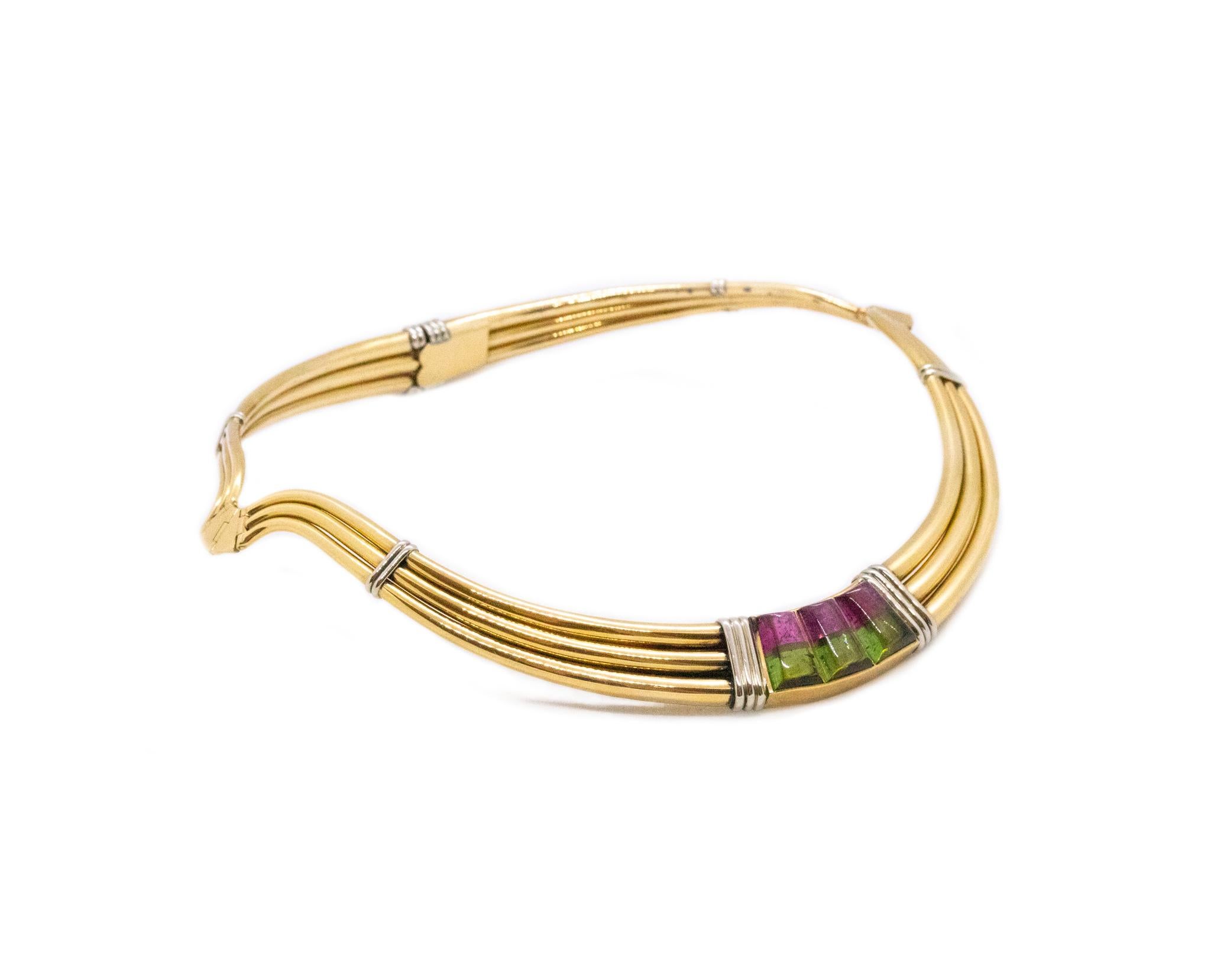 Gucci 1970 Milan Very Rare Choker Necklace 18Kt Gold 16.02 Cts in Tourmaline 1