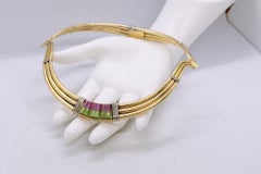 Gucci 1970 Mailand Sehr seltene Choker-Halskette 18Kt Gold 16,02 Karat Turmalin