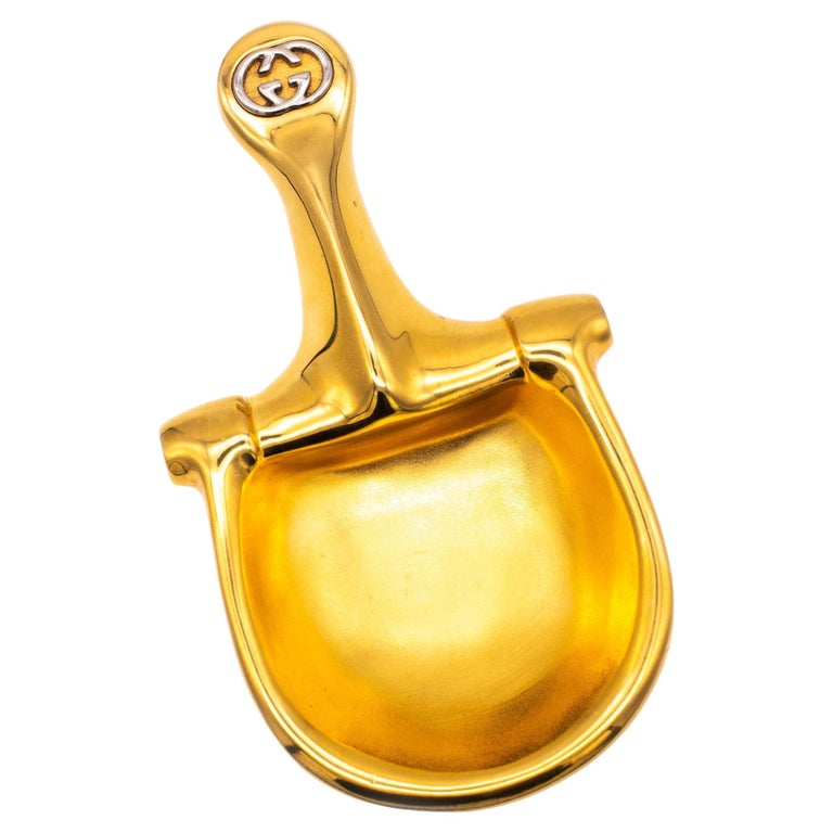 Gucci 1970 Milano Very Rare Vintage Horse Bit Trinket Tray In 24Kt Gild