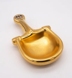 GUCCI 1970 Milano Very Rare Vintage Horse Bit Trinket Tray In 24Kt Gilt Bronze