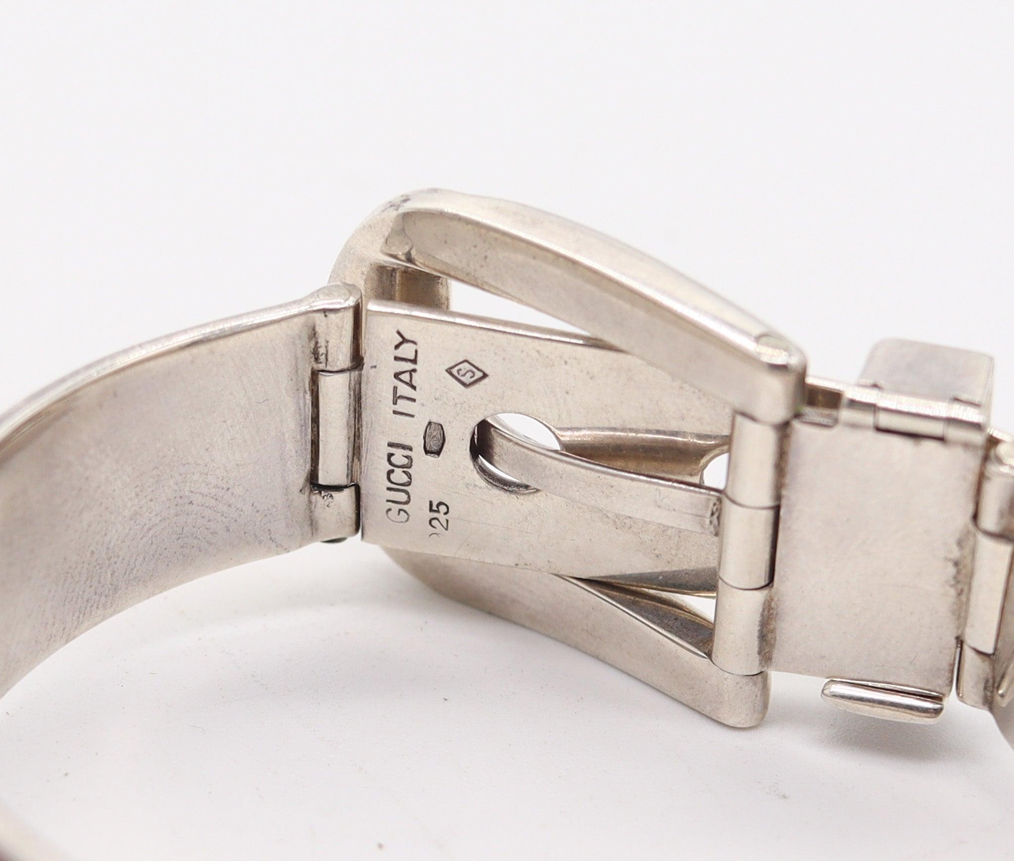 GUCCI 1970 Milano Vintage Schnalle-Armband mit Schnalle aus .925 Sterlingsilber mit Emaille für Damen oder Herren im Angebot