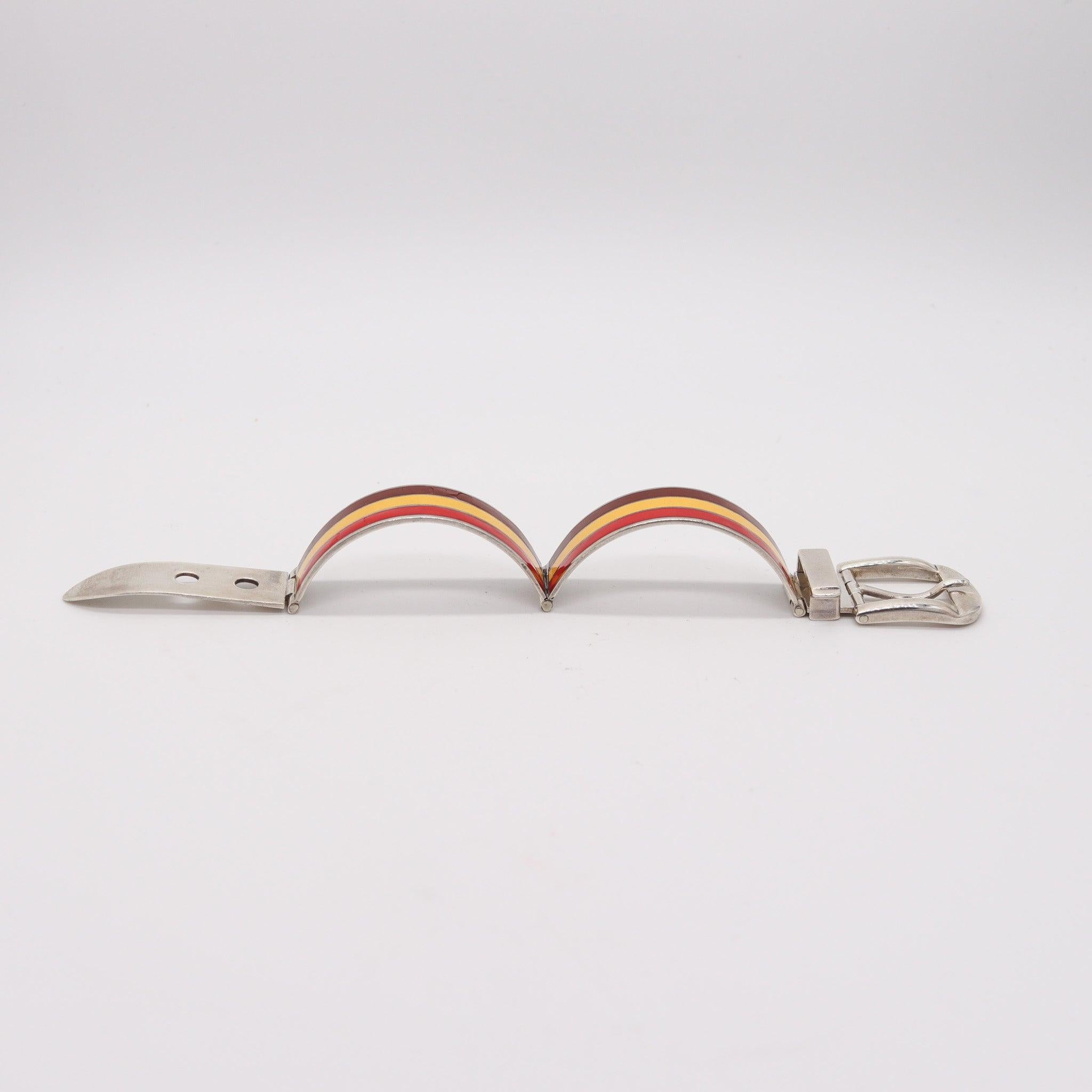 GUCCI 1970 Milano Vintage Schnalle-Armband mit Schnalle aus .925 Sterlingsilber mit Emaille im Angebot 3