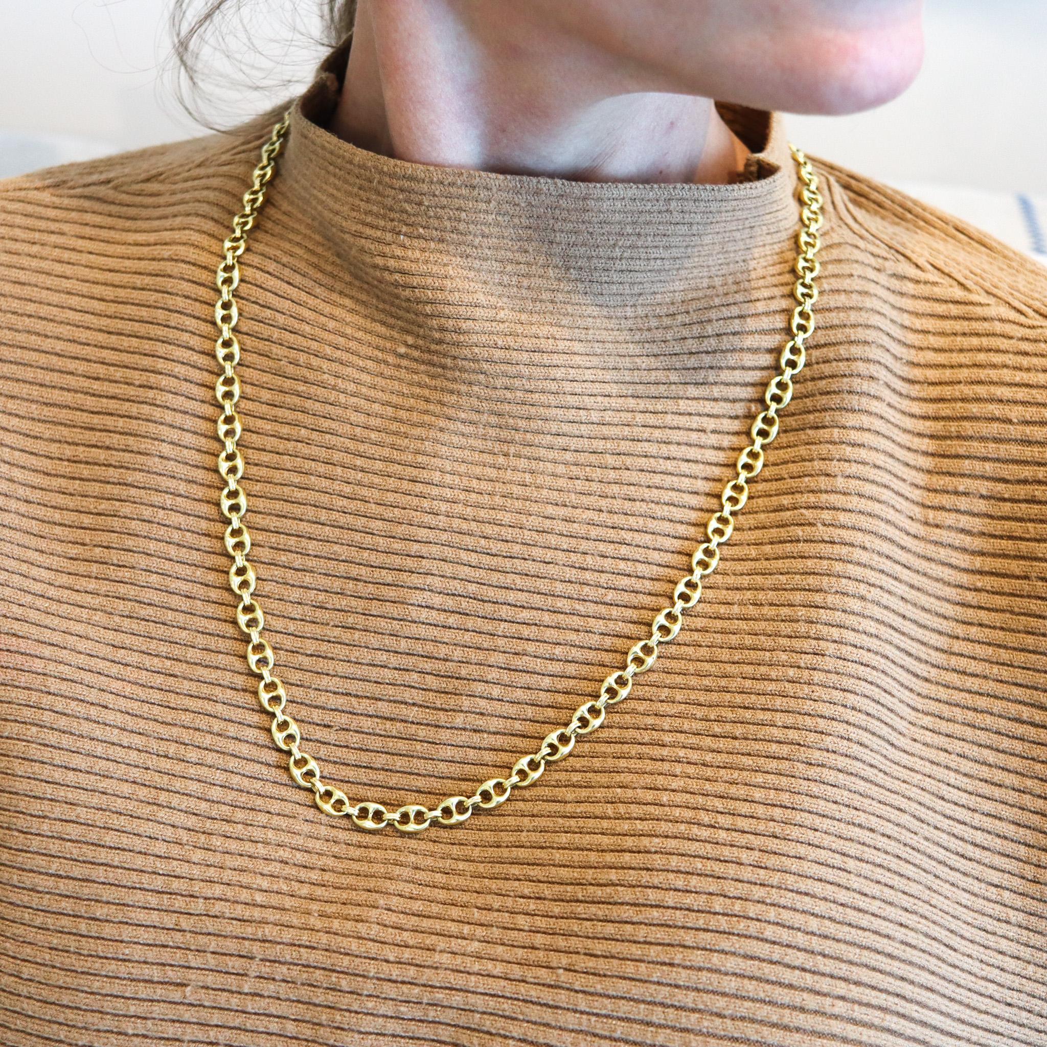 GUCCI 1970 Milano Vintage Mariner Necklace Chain In Solid 18Kt Yellow Gold 5