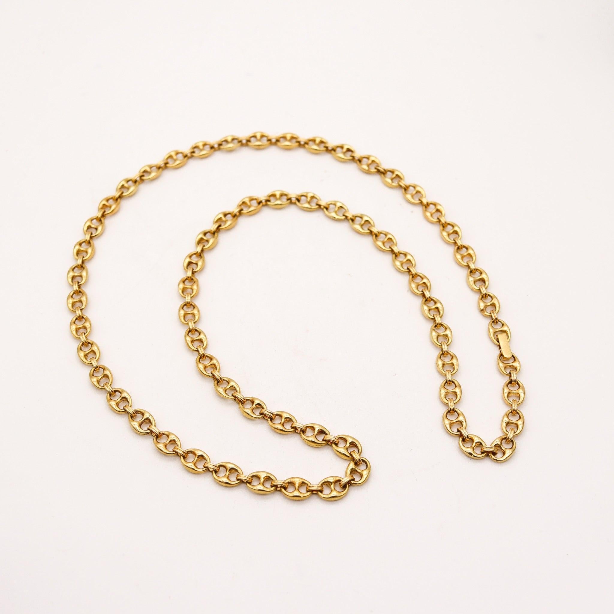 Modernist GUCCI 1970 Milano Vintage Mariner Necklace Chain In Solid 18Kt Yellow Gold