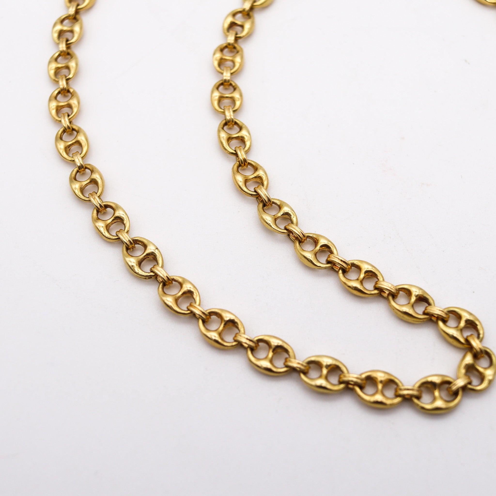 GUCCI 1970 Milano Vintage Mariner Necklace Chain In Solid 18Kt Yellow Gold In Excellent Condition In Miami, FL