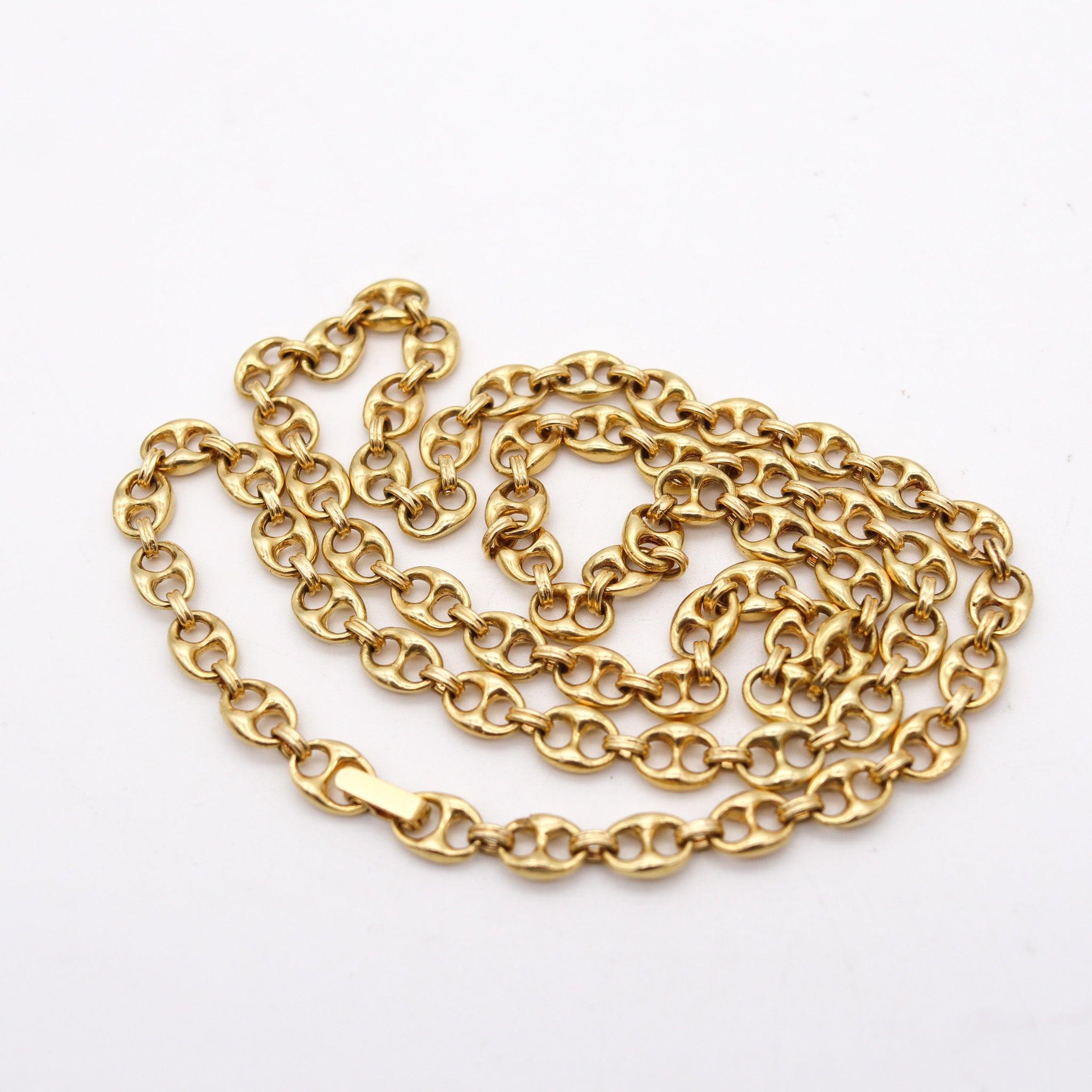 Women's or Men's GUCCI 1970 Milano Vintage Mariner Necklace Chain In Solid 18Kt Yellow Gold