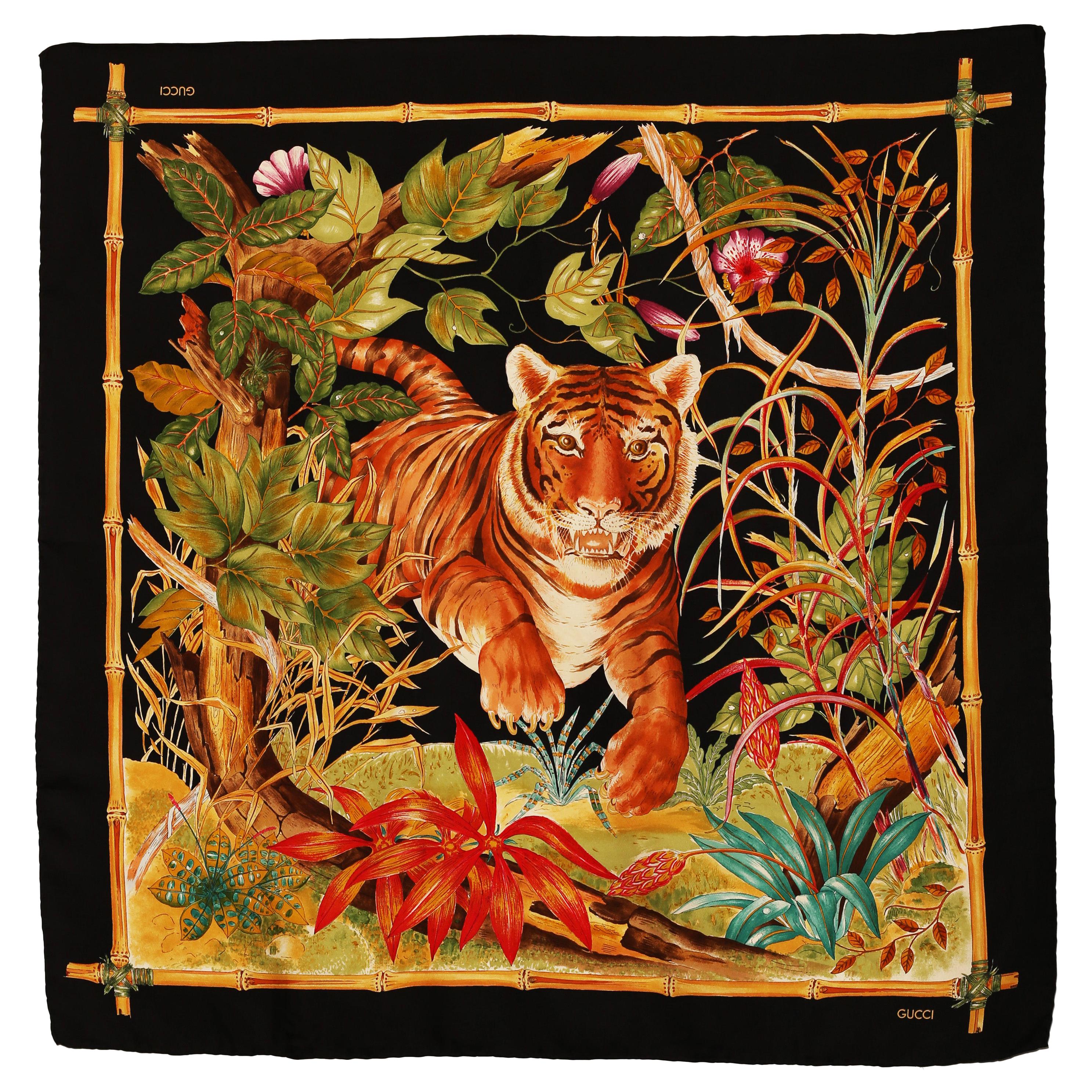 Gucci 1970´s Tiger silk scarf 
