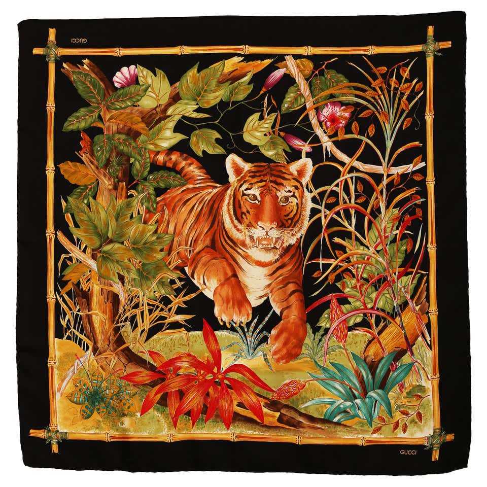 Gucci 1970´s Tiger silk scarf at 1stDibs | gucci tiger scarf, gucci ...