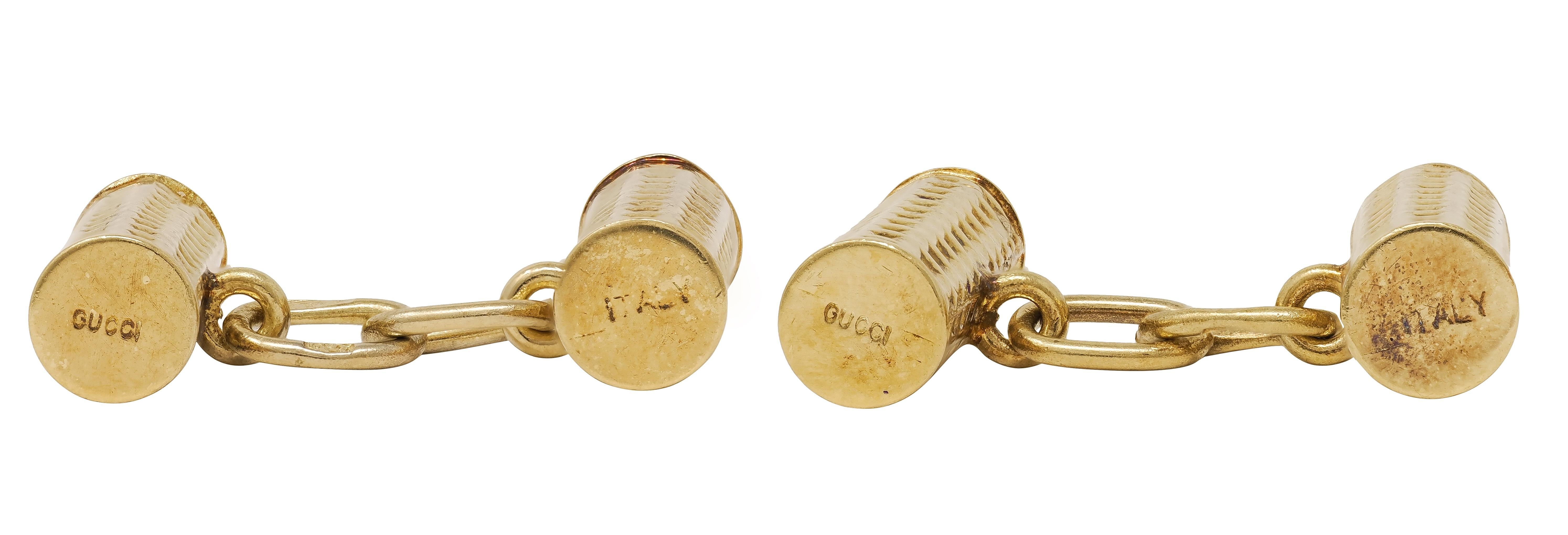 Gucci 1970's 18 Karat Gelbgold Vintage Barrel Manschettenknöpfe im Angebot 1