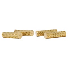 Gucci 1970
s 18 Karat Yellow Gold Vintage Barrel Cufflinks