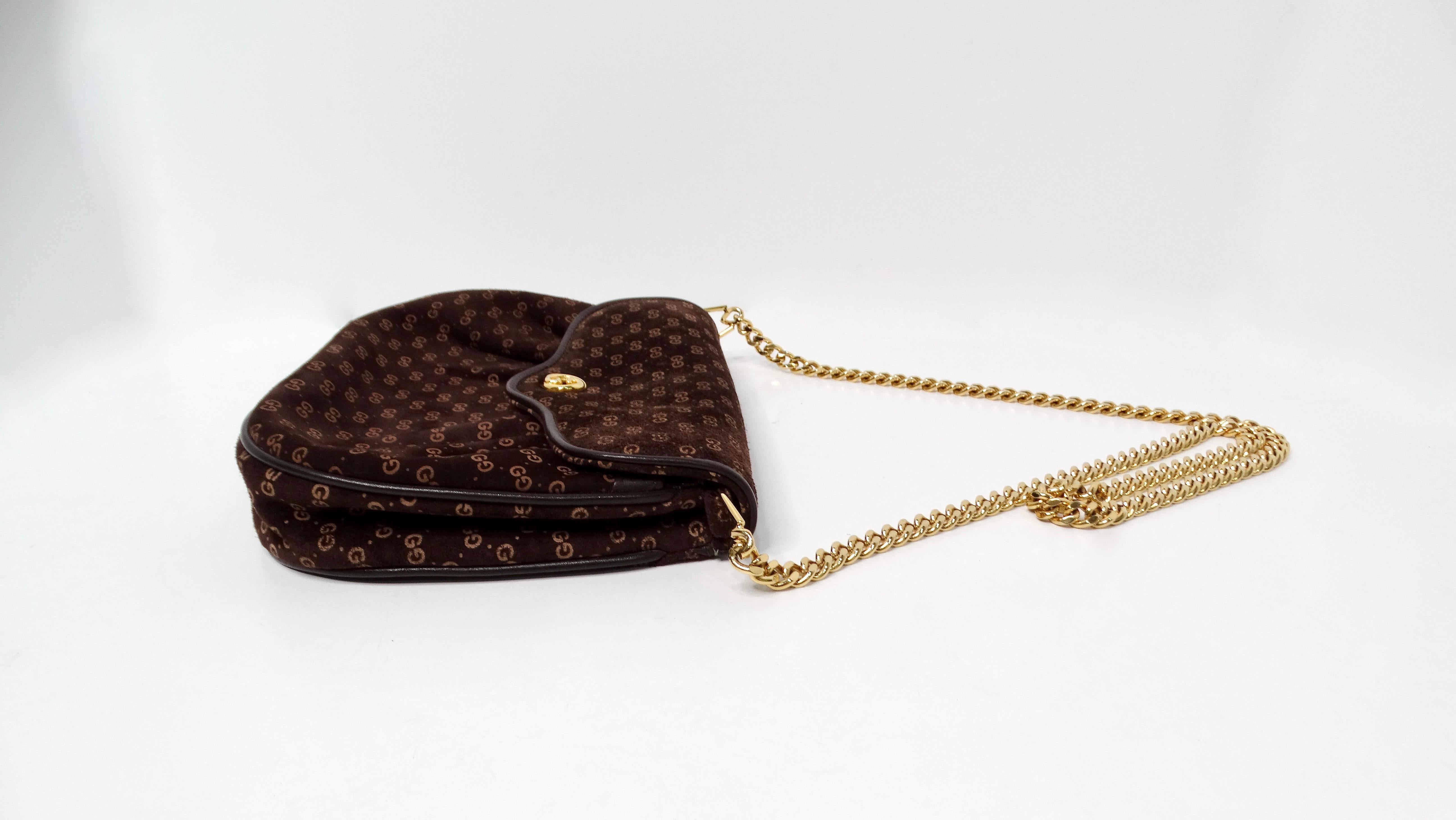 Mini bolso cruzado Gucci 1970s Brown Suede OG Monogram Blondie Gold-Tone Logo Negro en venta