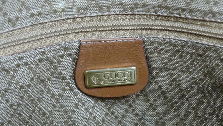 Gucci 1970s Canvas & Leather Sun Print Shoulder Bag