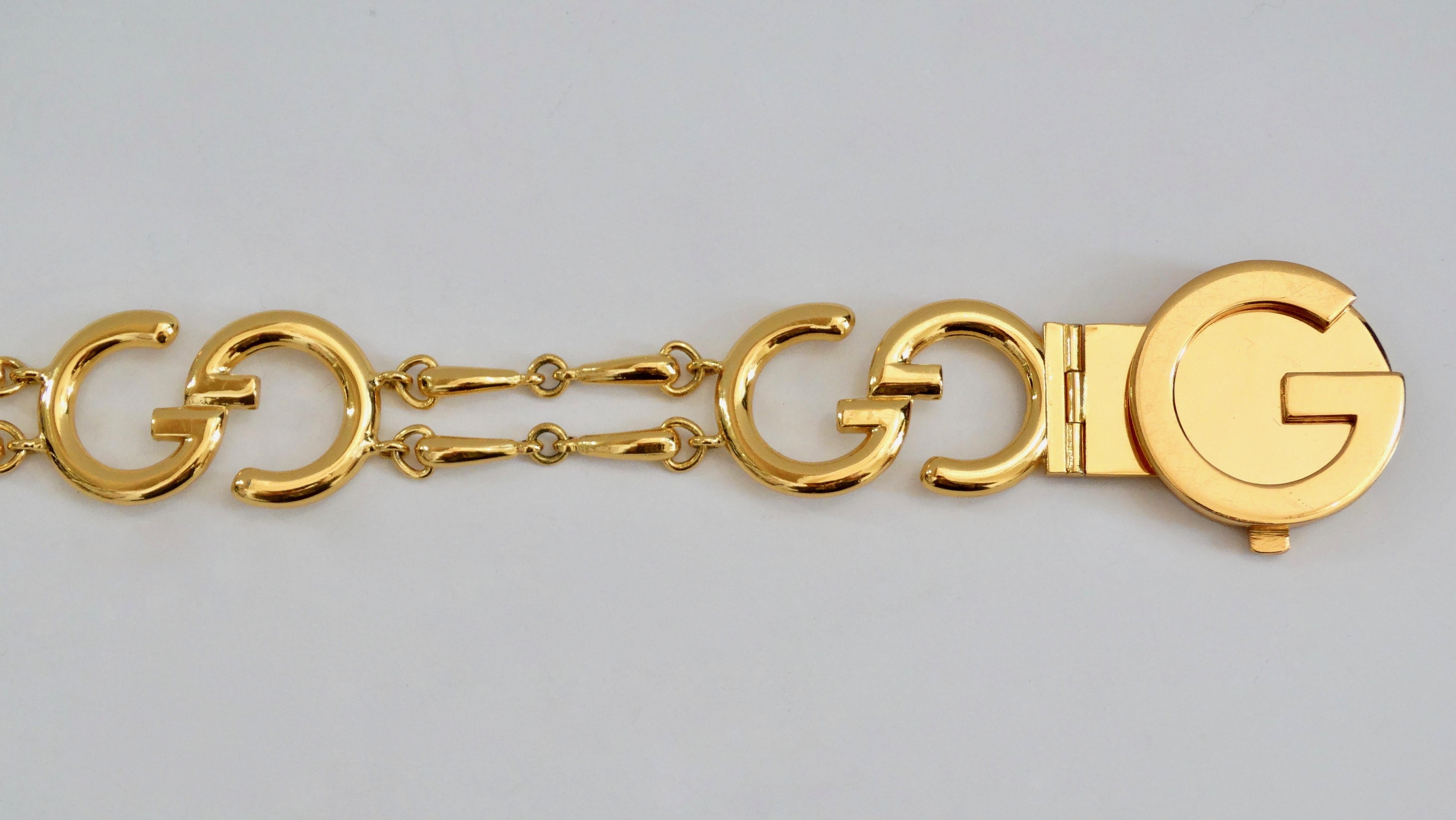 Gucci 1970s Gold Logo Chain Belt For Sale at 1stDibs gucci gold chain