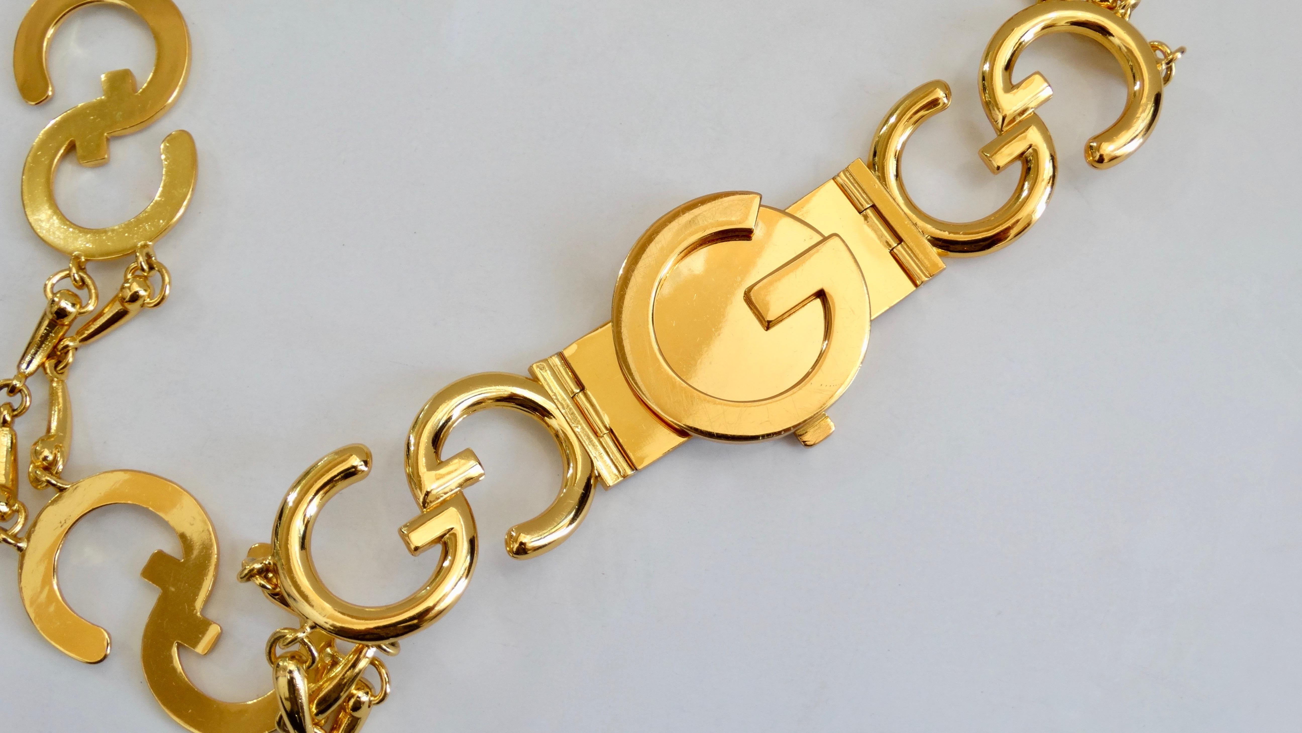 Gucci 1970s Gold Logo Chain Belt  In Good Condition In Scottsdale, AZ