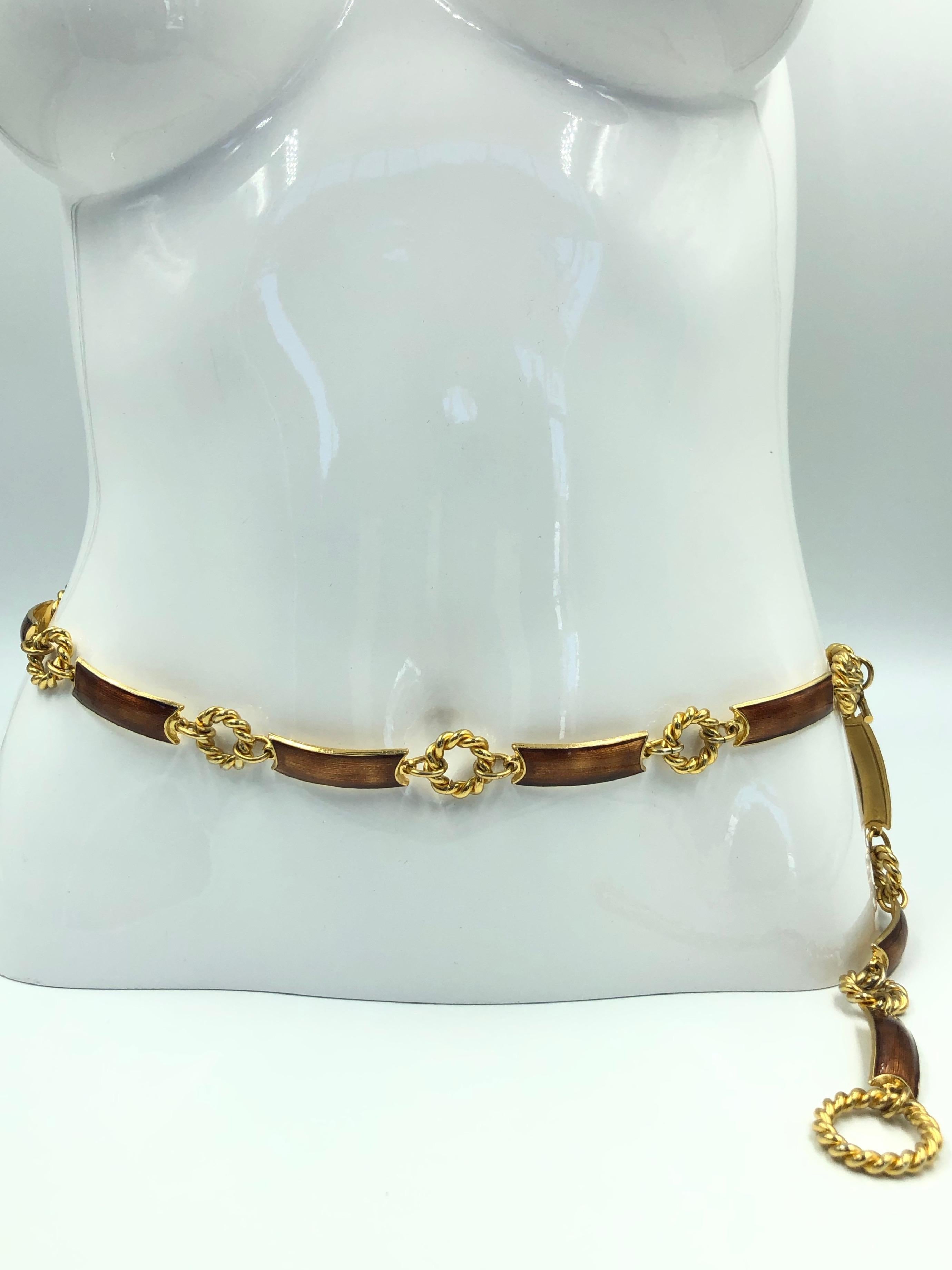 Gucci 1970's Gold Tone with Bronze Enamel Chain Link Belt

Length: 35.5