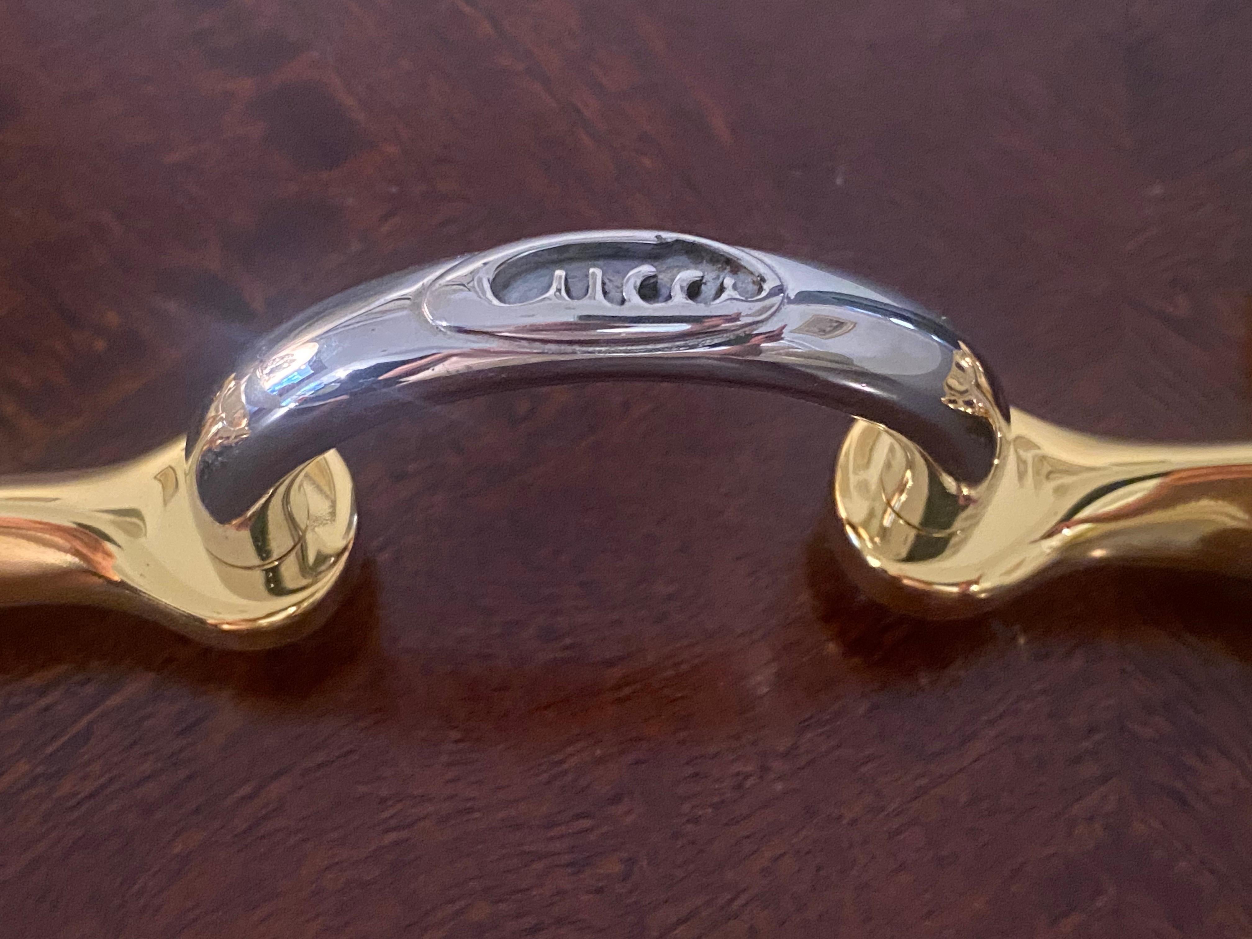 Cendrier ou plat à bibelots double en or 24K et nickel sur laiton, Gucci, années 1970 en vente 3