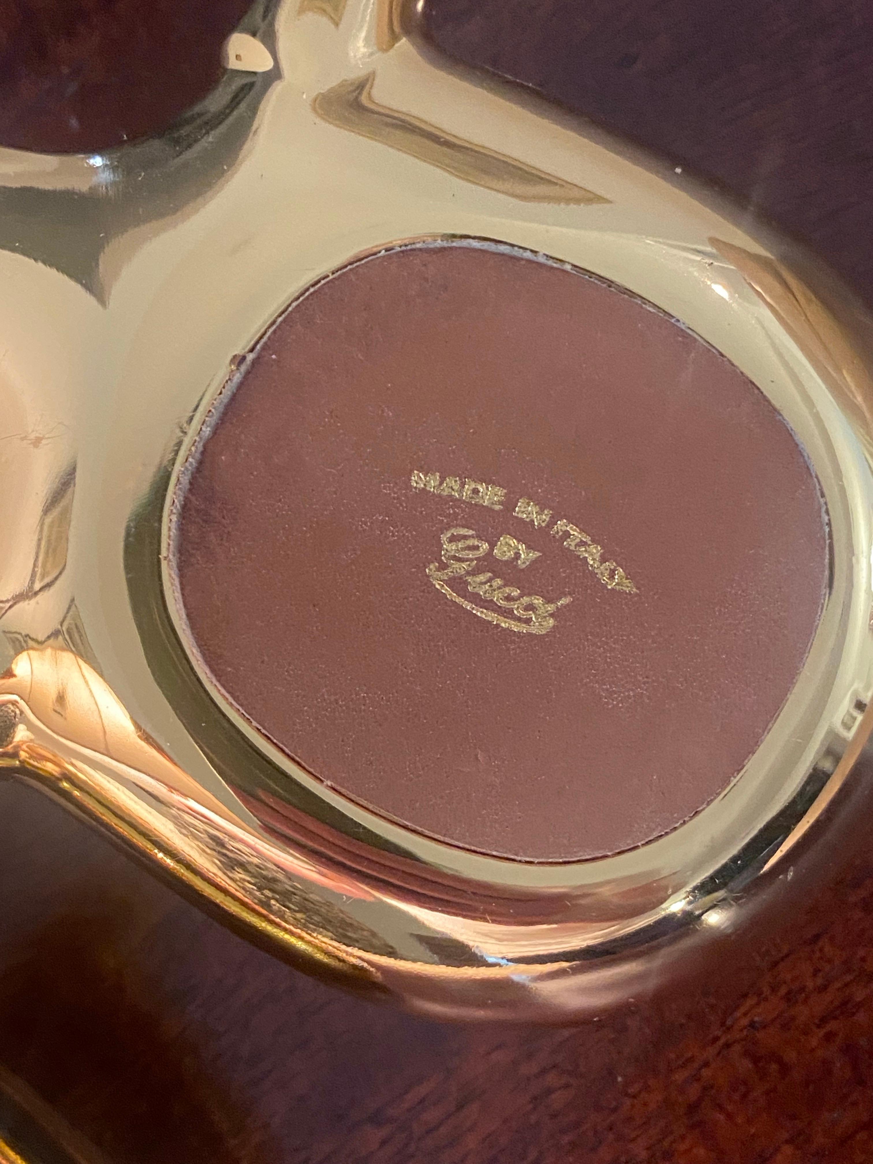 Cendrier ou plat à bibelots double en or 24K et nickel sur laiton, Gucci, années 1970 en vente 8