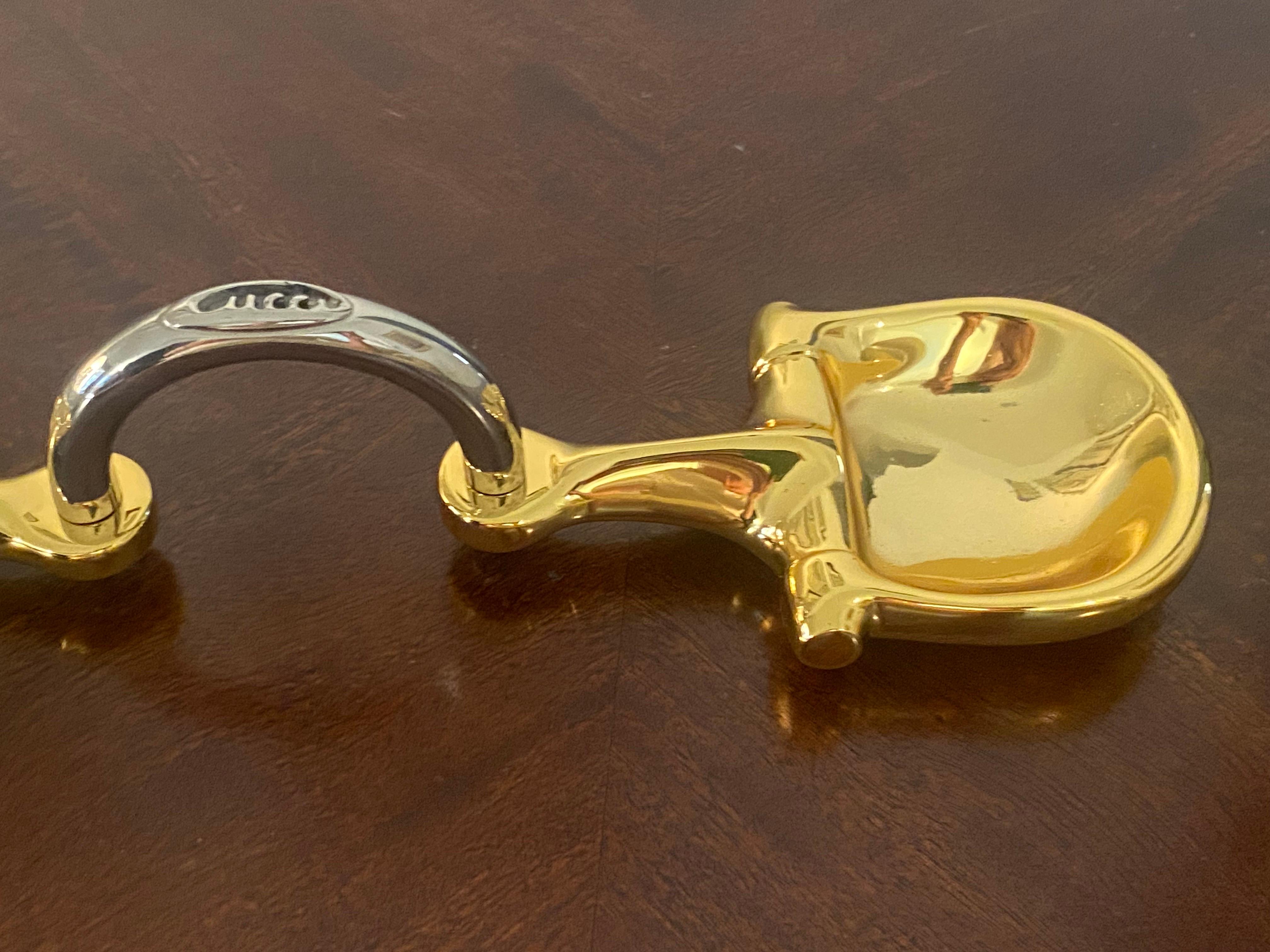 Cendrier ou plat à bibelots double en or 24K et nickel sur laiton, Gucci, années 1970 en vente 1