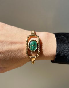 Gucci 1970s Malachite Dial Gold Whist Watch