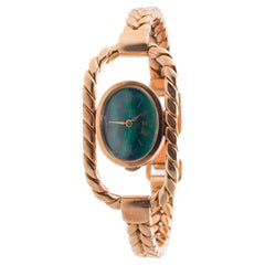 Vintage Gucci 1970s Malachite Dial Gold Whist Watch 