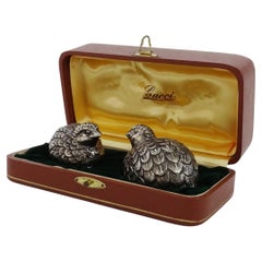 Gucci 1970s Quail Salt and Pepper Shakers in Their Original Box