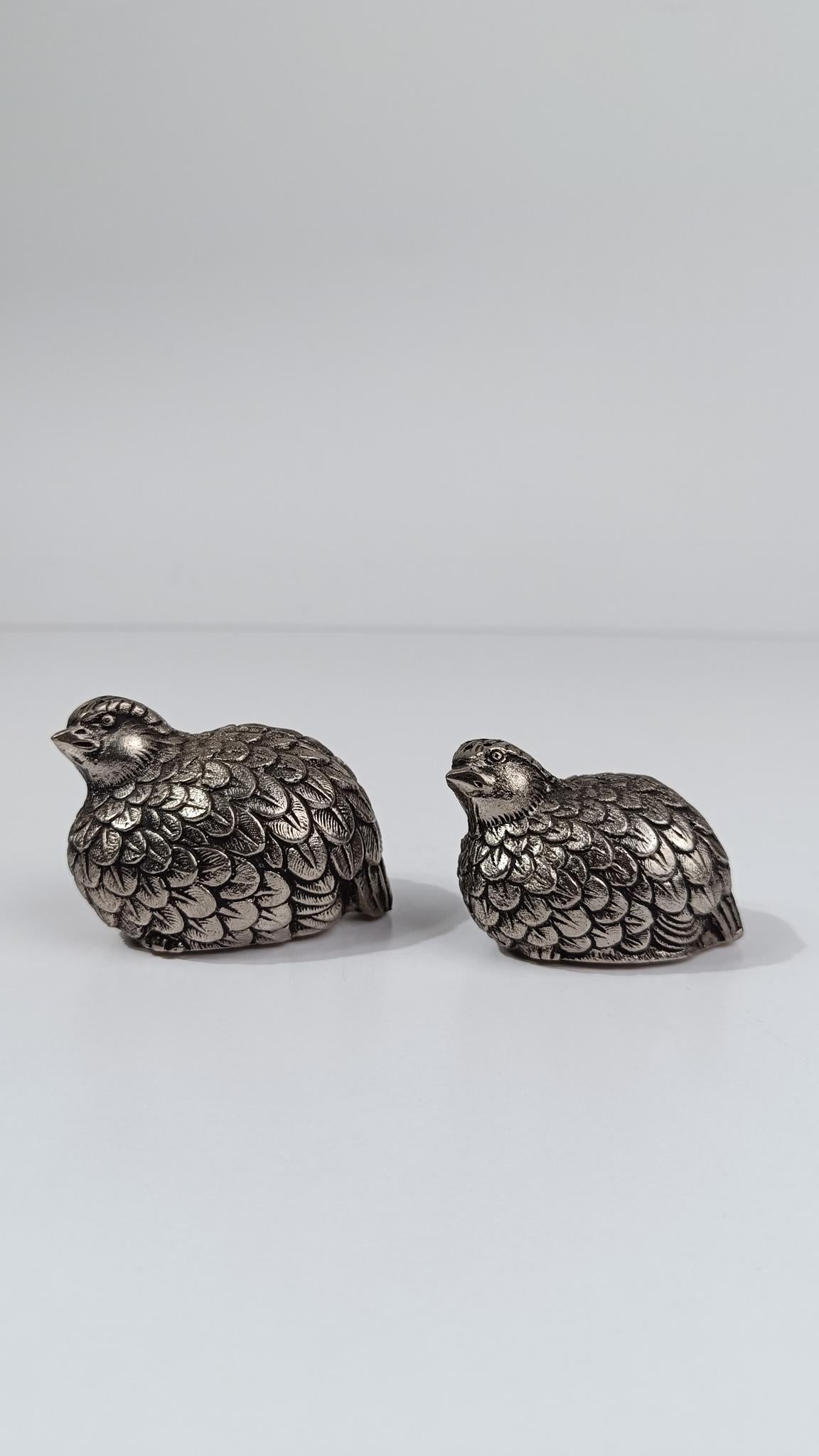 Shakers sale e pepe Gucci anni '70 / Figurine di quaglie placcate in argento in vendita 6