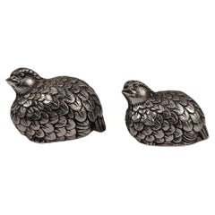 Gucci 1970s Salt and Pepper Shakers / Silver Plated Quails Figurines