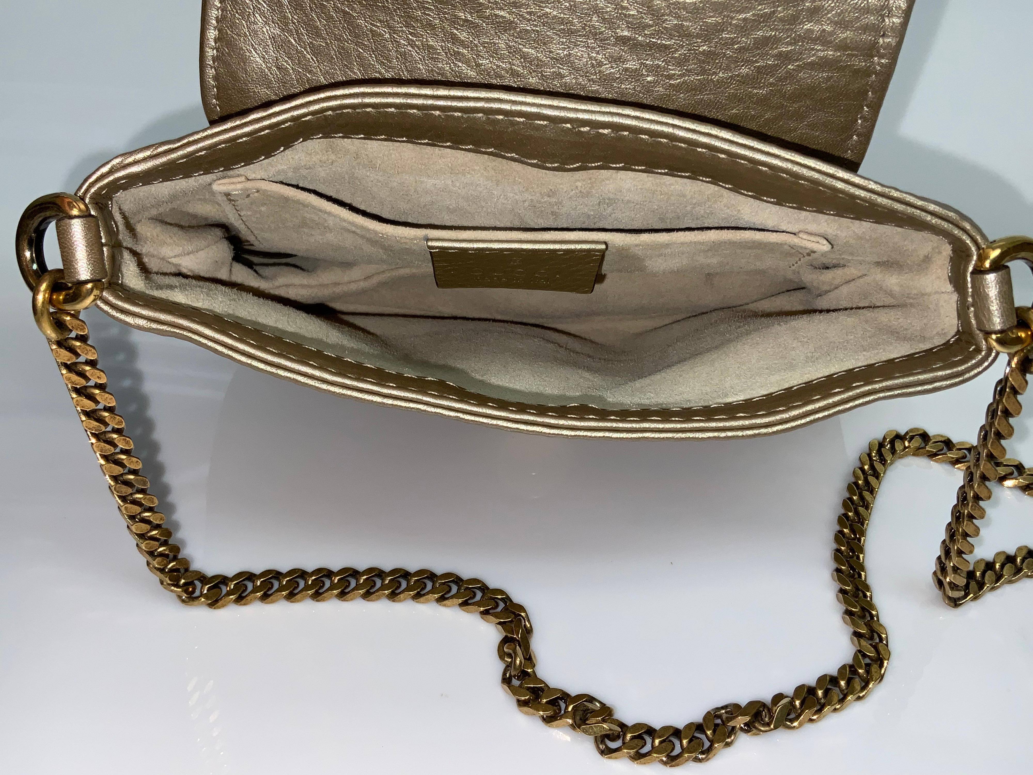 Gucci 1973 Bronze Small Crossbody Handbag - GHW In Excellent Condition For Sale In West Palm Beach, FL