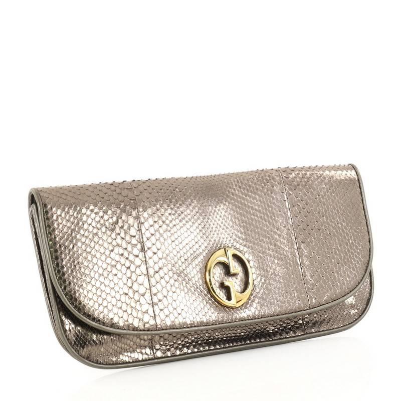 Gray Gucci 1973 Clutch Python
