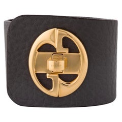 Gucci 1973 "GG" Logo Leather Bracelet 