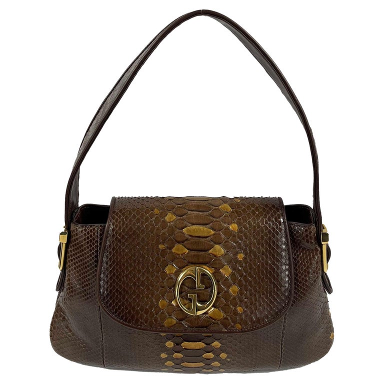GUCCI -1973 Python Metallic Brown Python / Gold Shoulder Bag For Sale ...