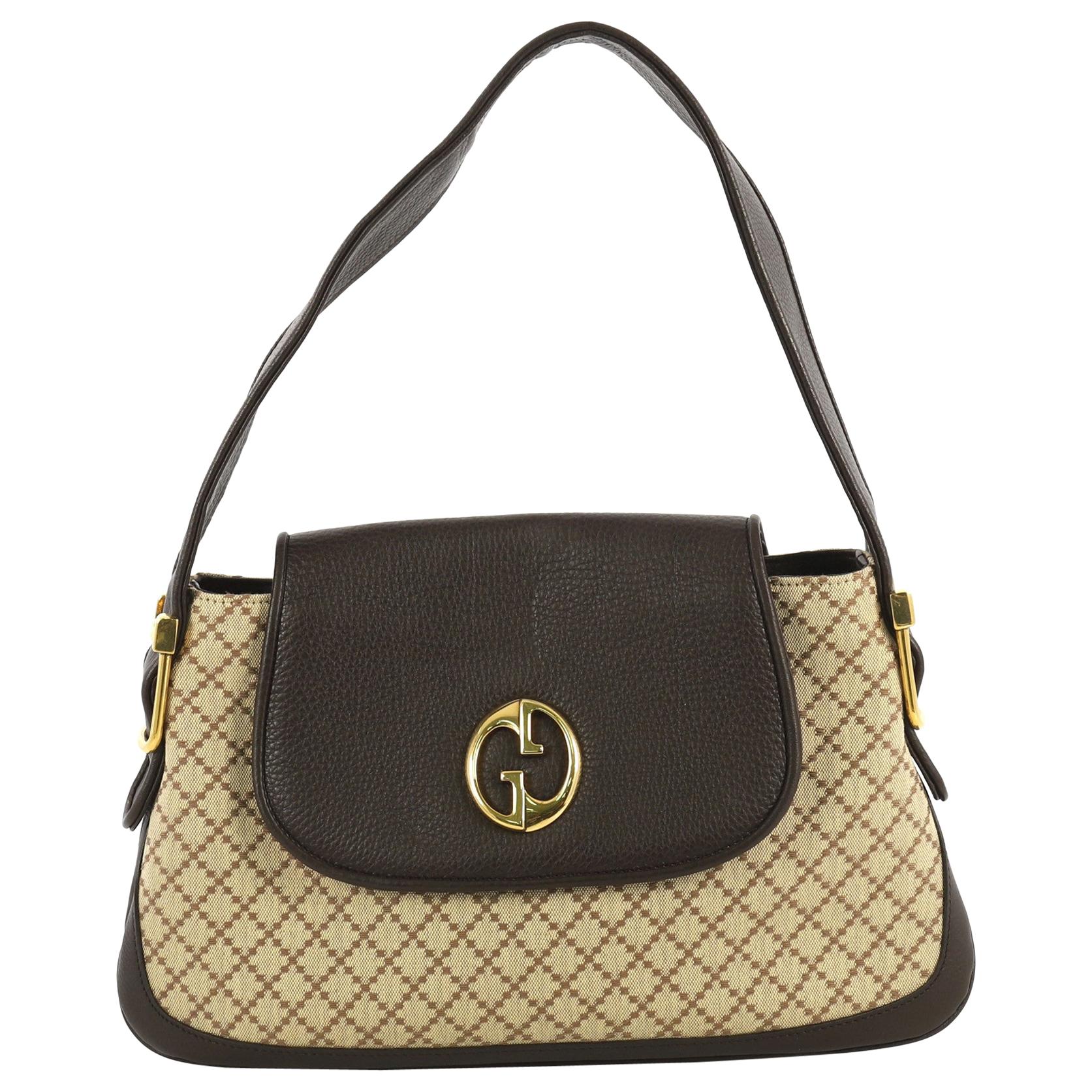 Gucci 1973 Satchel Diamante Canvas and Leather Medium