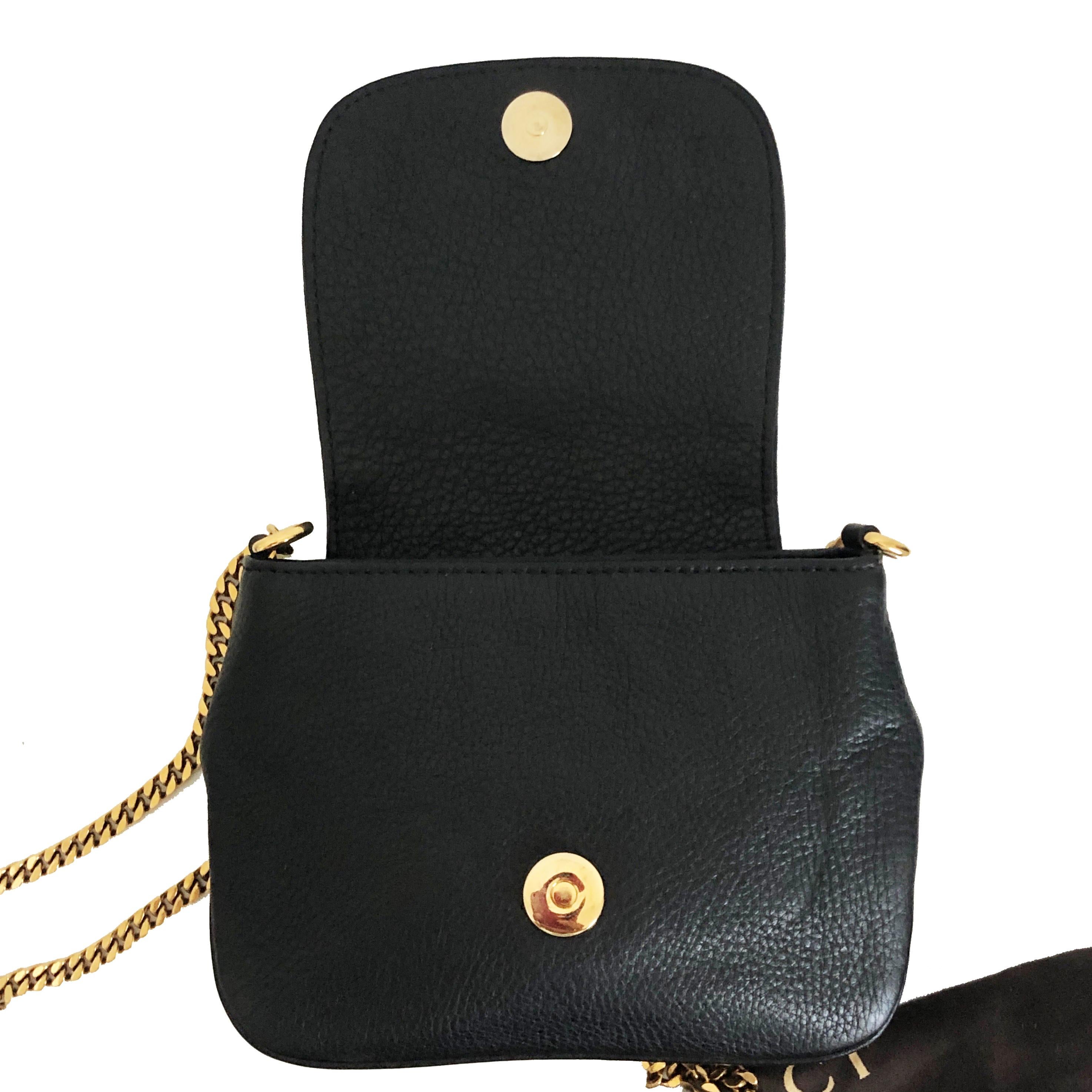 Gucci 1973 Shoulder Bag Black Pebbled Leather Messenger Bag NWOT 2