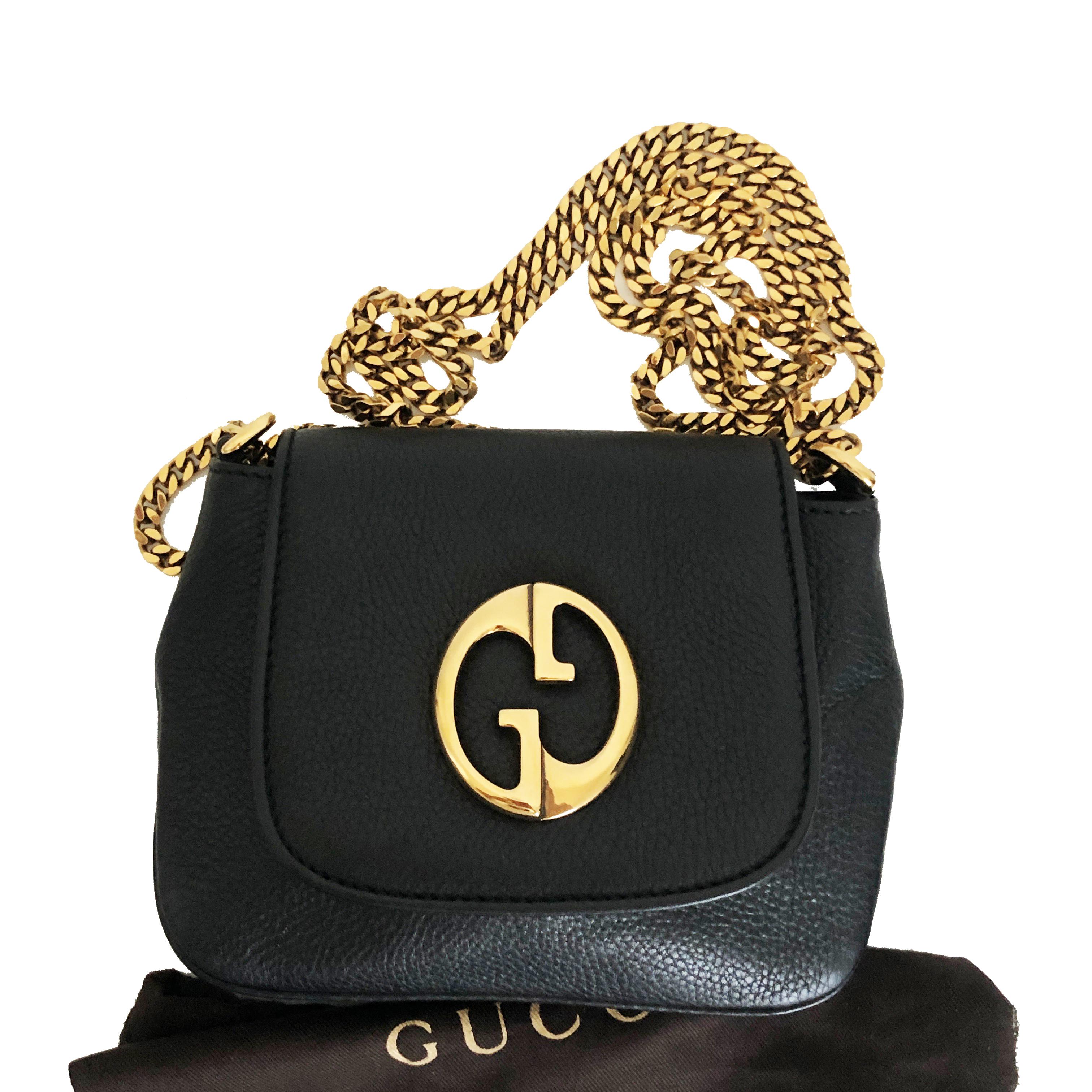Gucci 1973 Shoulder Bag Black Pebbled Leather Messenger Bag NWOT 4