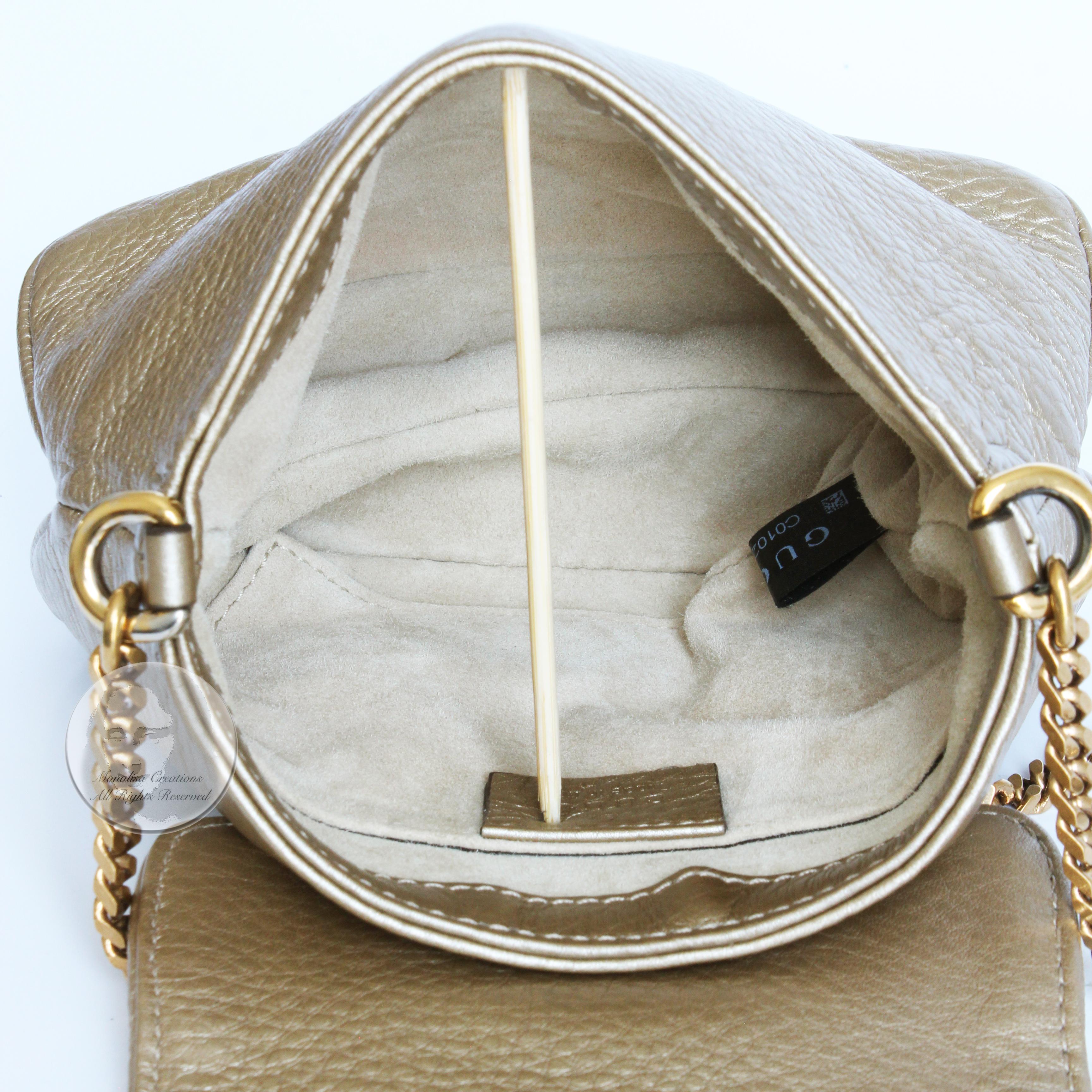 Gucci 1973 Shoulder Bag Gold Pebbled Leather Evening Bag + Dustbag & COA NWOT 6