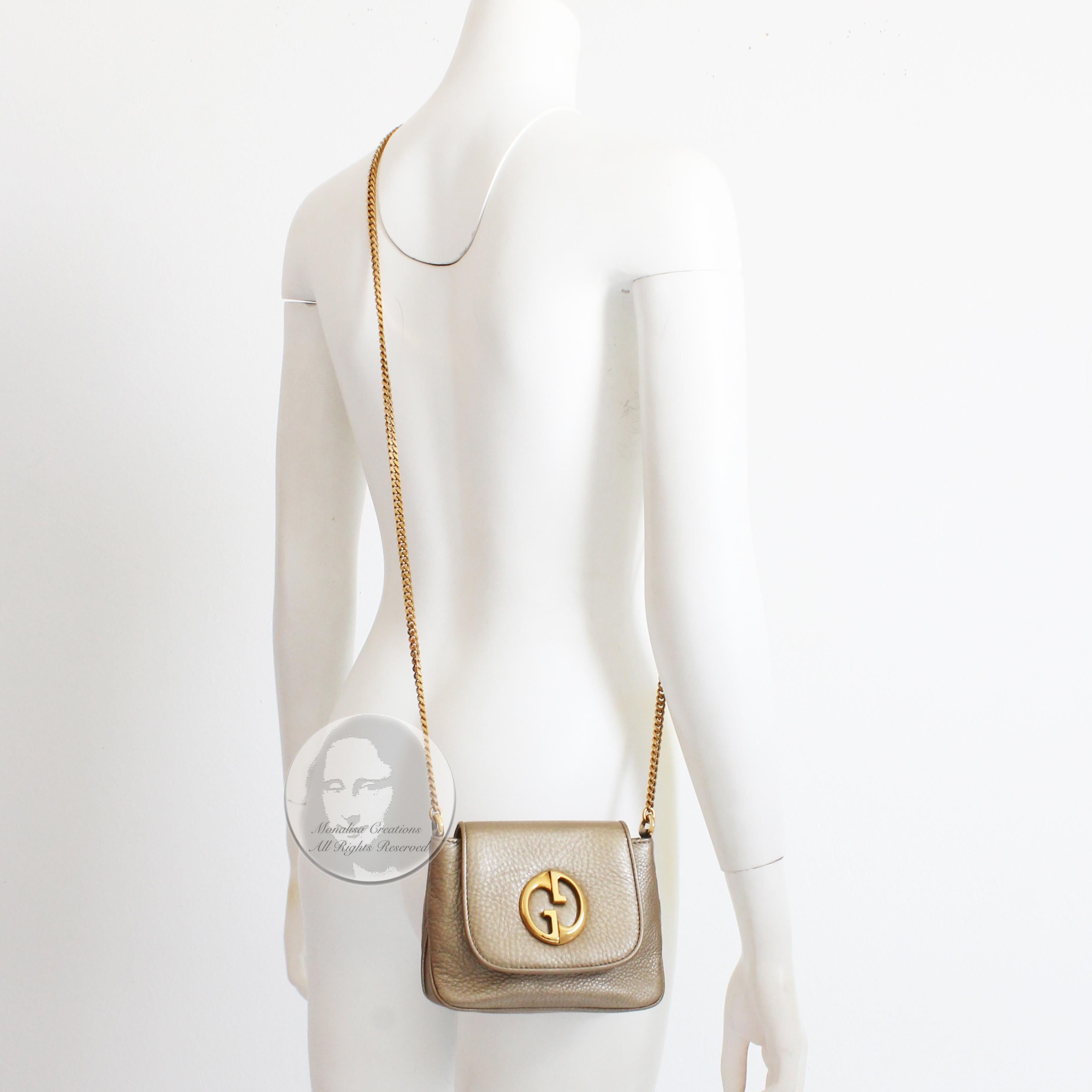 Gucci 1973 Shoulder Bag Gold Pebbled Leather Evening Bag + Dustbag & COA NWOT 1