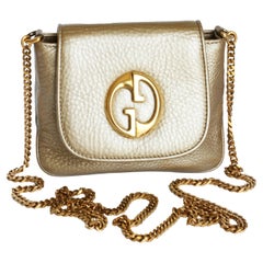 Used Gucci 1973 Shoulder Bag Gold Pebbled Leather Evening Bag + Dustbag & COA NWOT