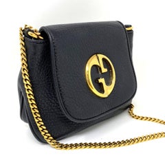 Gucci 1973 Small GHW Black Pebbled Leather Crossbody Bag