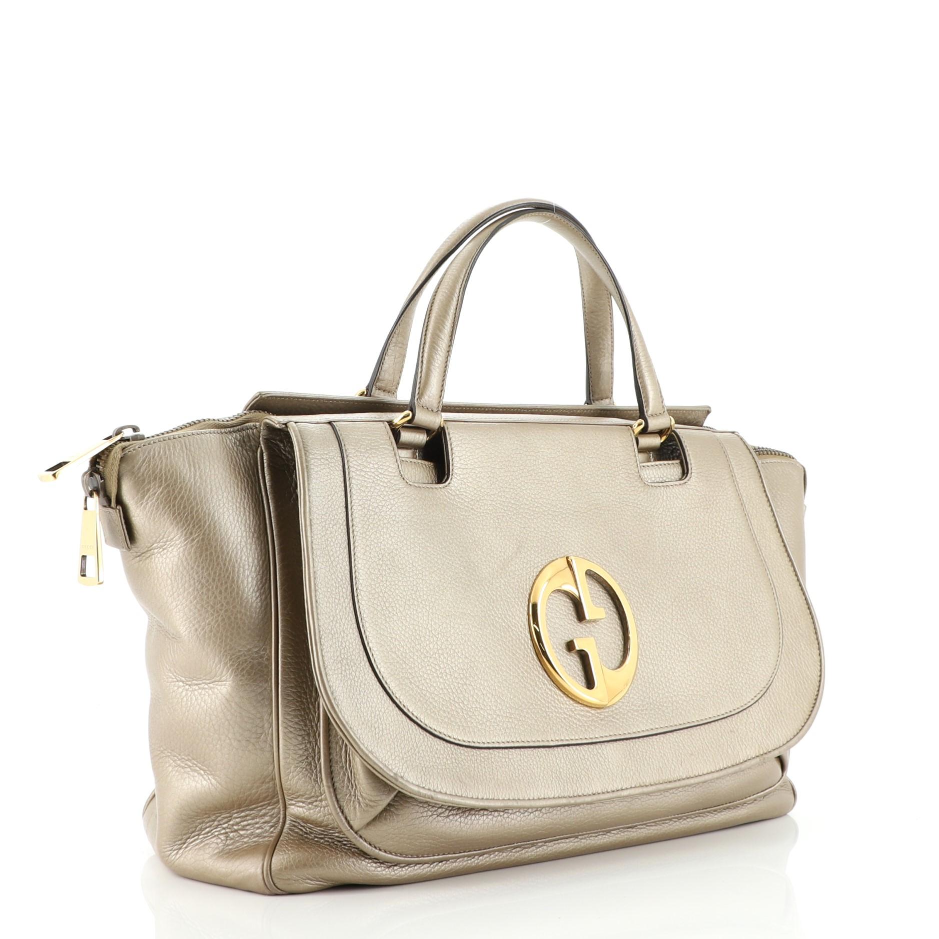Gucci 1973 Top Handle Tasche aus Leder Medium (Braun)