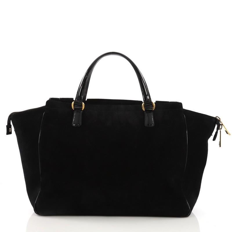Gucci 1973 Top Handle Bag Suede Medium In Good Condition In NY, NY