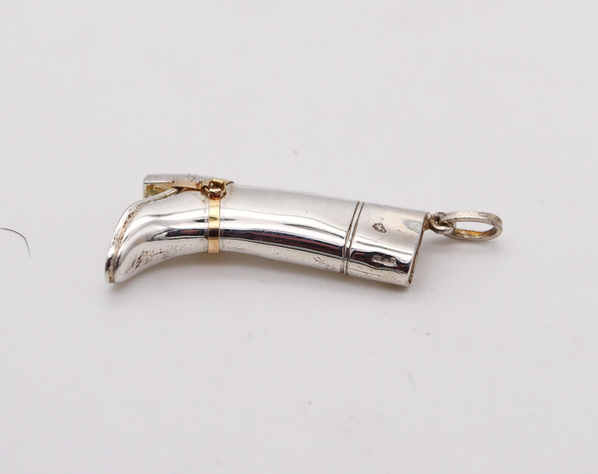 Women's or Men's GUCCI 1980 Firenze High Boot Pendant Charm in Solid .925 Sterling 18Kt Gold For Sale