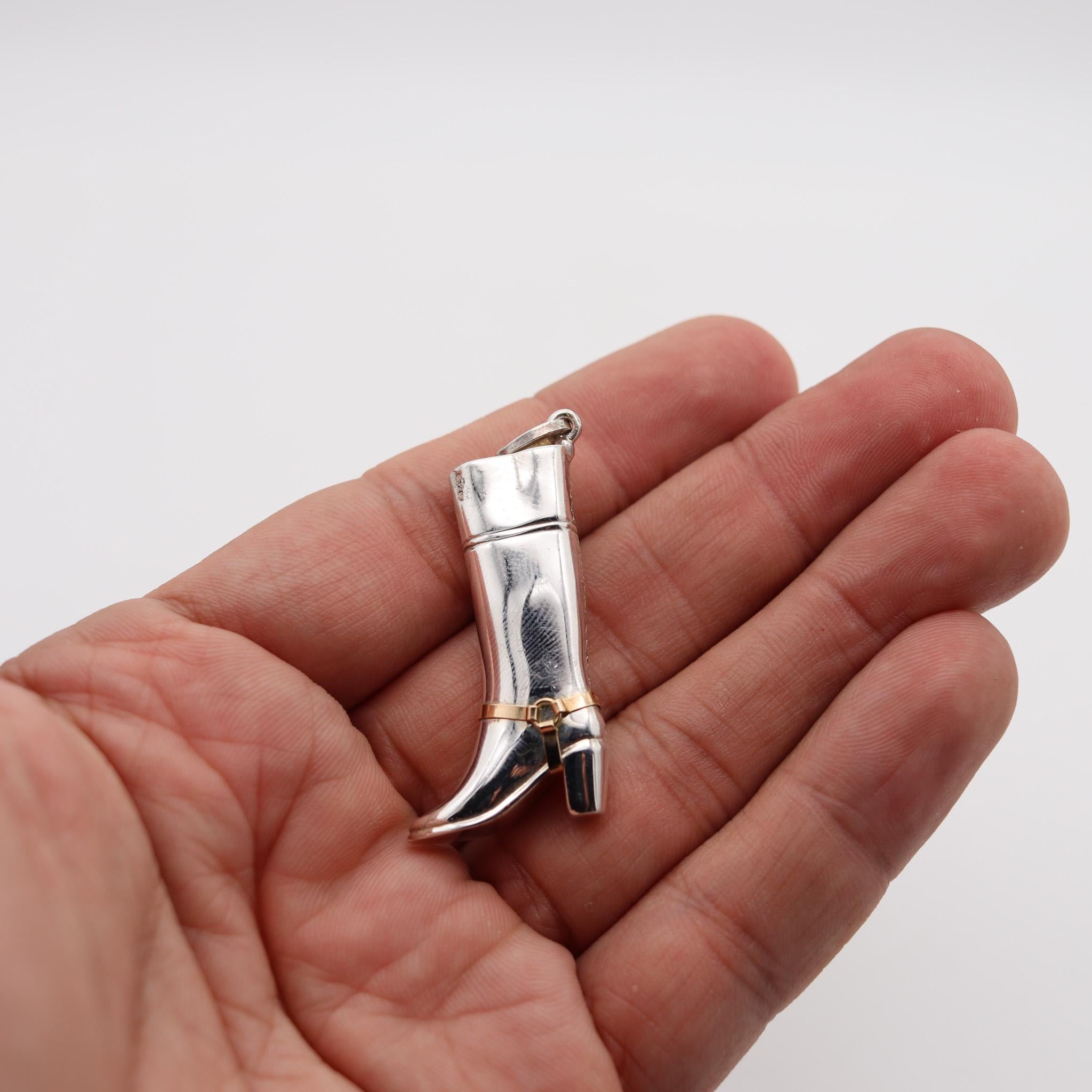 Gucci 1980 Firenze High Boot Pendant Charm in Solid .925 Sterling 18Kt Gold en vente 1