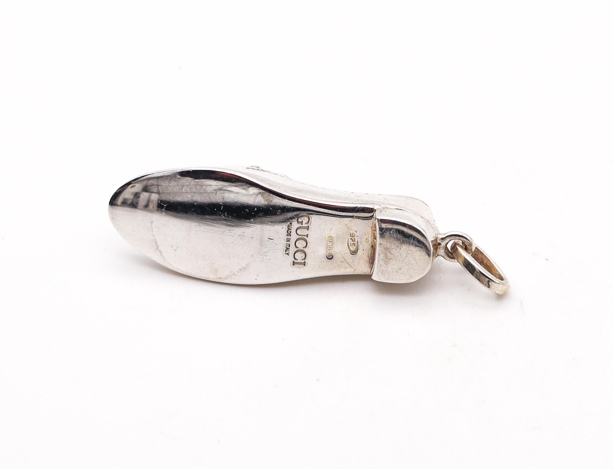Women's or Men's Gucci 1980 Firenze Loafer Shoe Pendant Charm Solid .925 Sterling & 18Kt Gold For Sale
