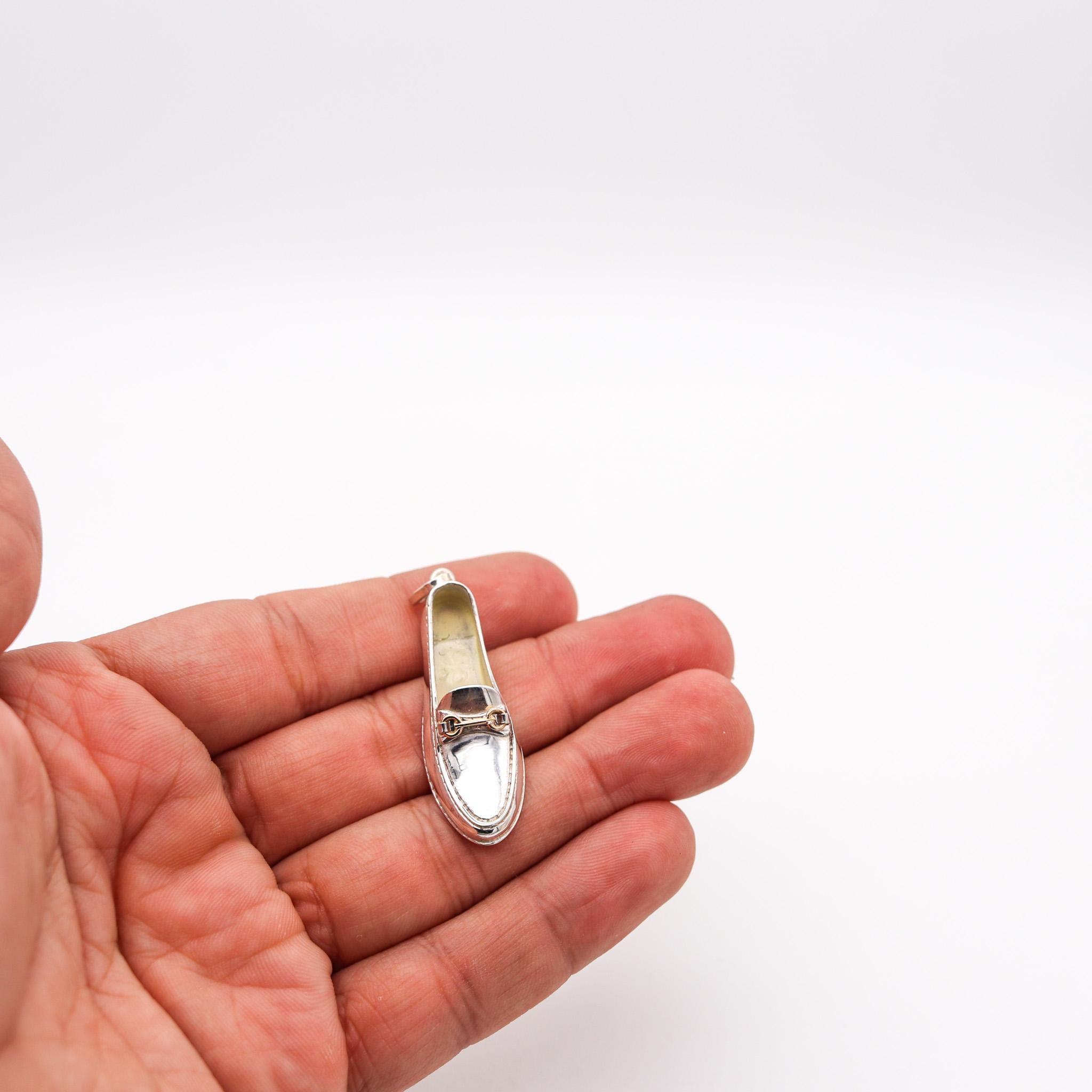 Women's or Men's Gucci 1980 Firenze Loafer Shoe Pendant Charm Solid .925 Sterling & 18Kt Gold