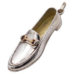Retro Gucci 1980 Firenze Loafer Shoe Pendant Charm Solid .925 Sterling & 18Kt Gold