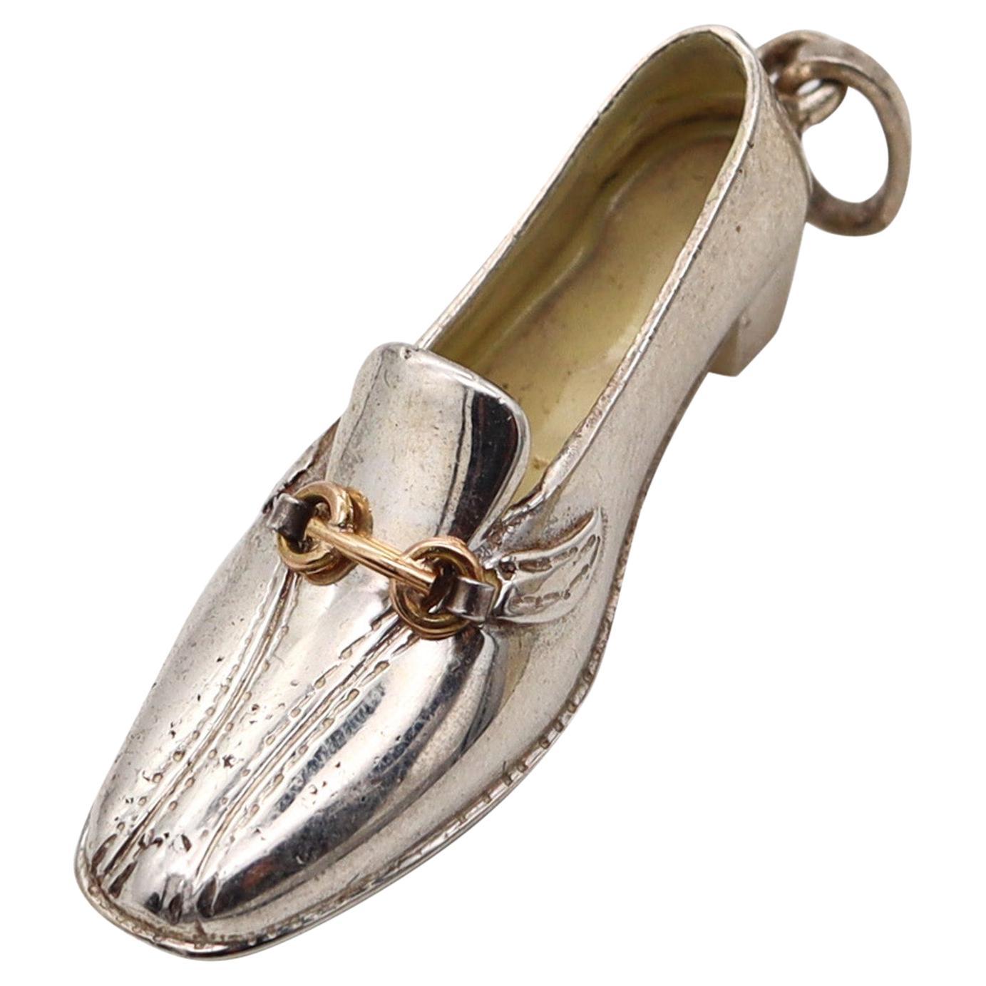 Gucci 1980 Firenze Shoe With Heels Pendant Charm In .925 Sterling 18Kt Gold For Sale