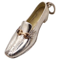 Retro Gucci 1980 Firenze Shoe With Heels Pendant Charm In .925 Sterling 18Kt Gold