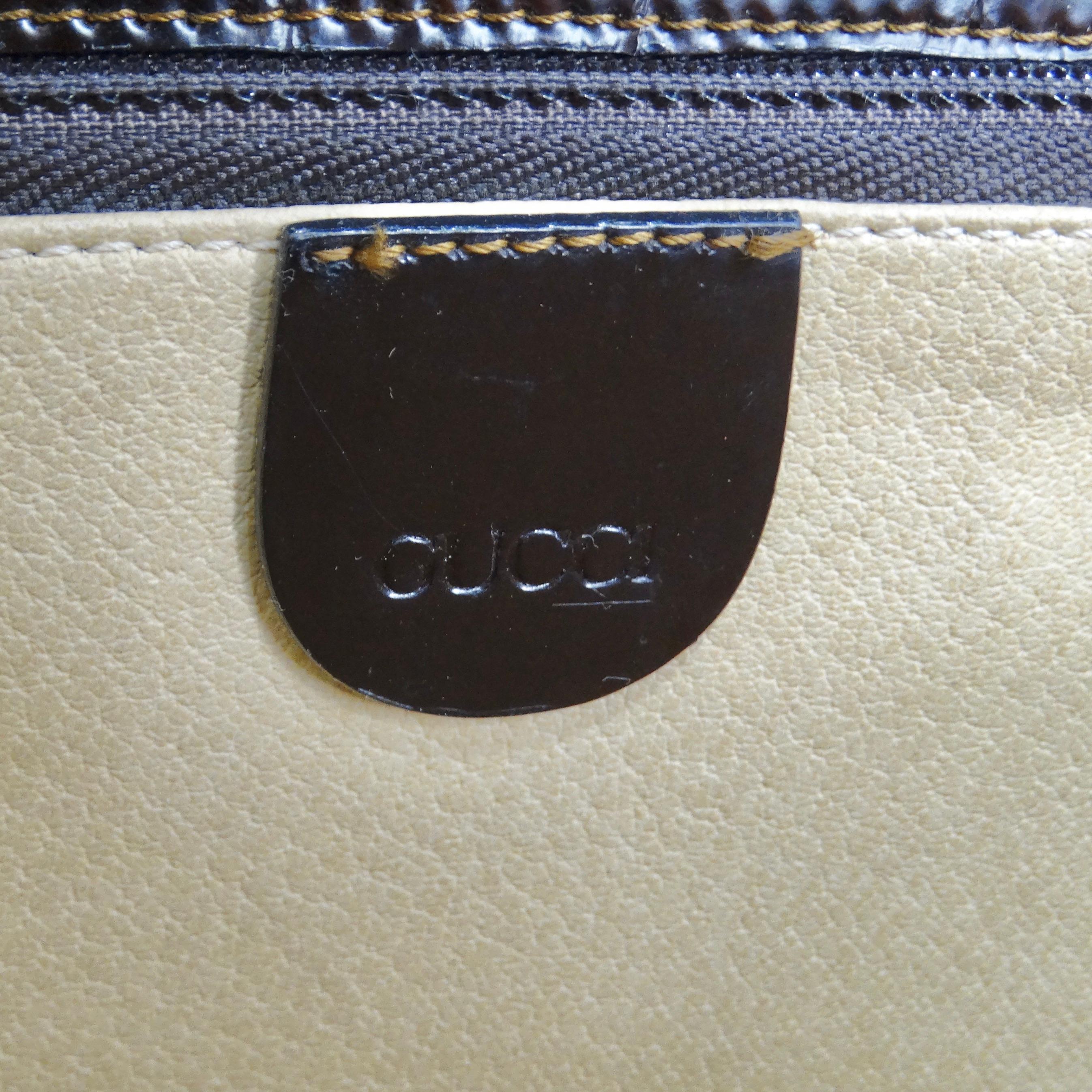 Gucci 1980s Alligator Embossed Leather Handbag For Sale 7